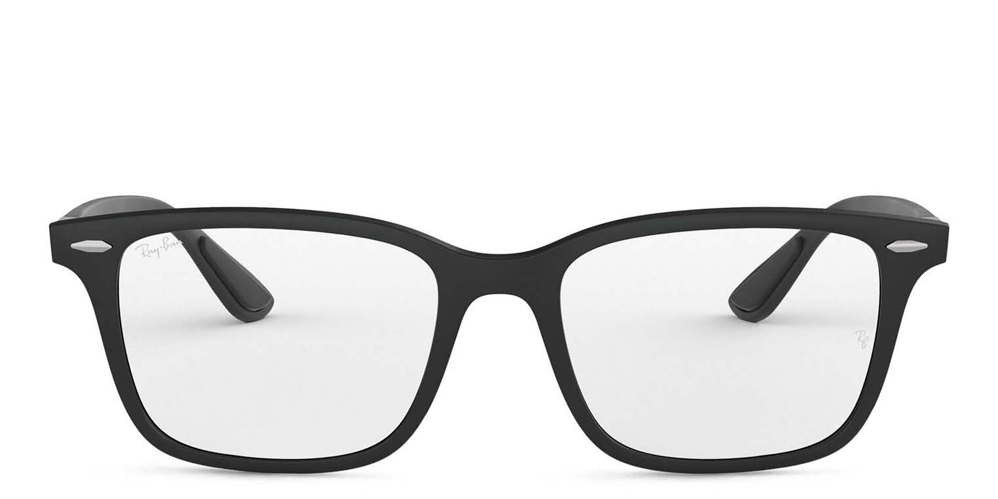 Shop Ray-Ban Unisex Rectangle Eyeglasses in Black online.