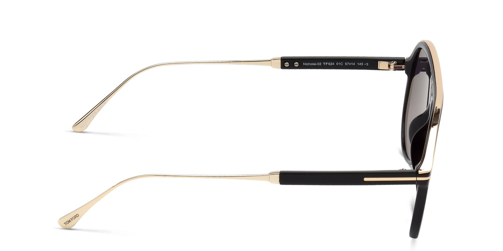 Shop TOM FORD Aviator Sunglasses in Shiny Black online.