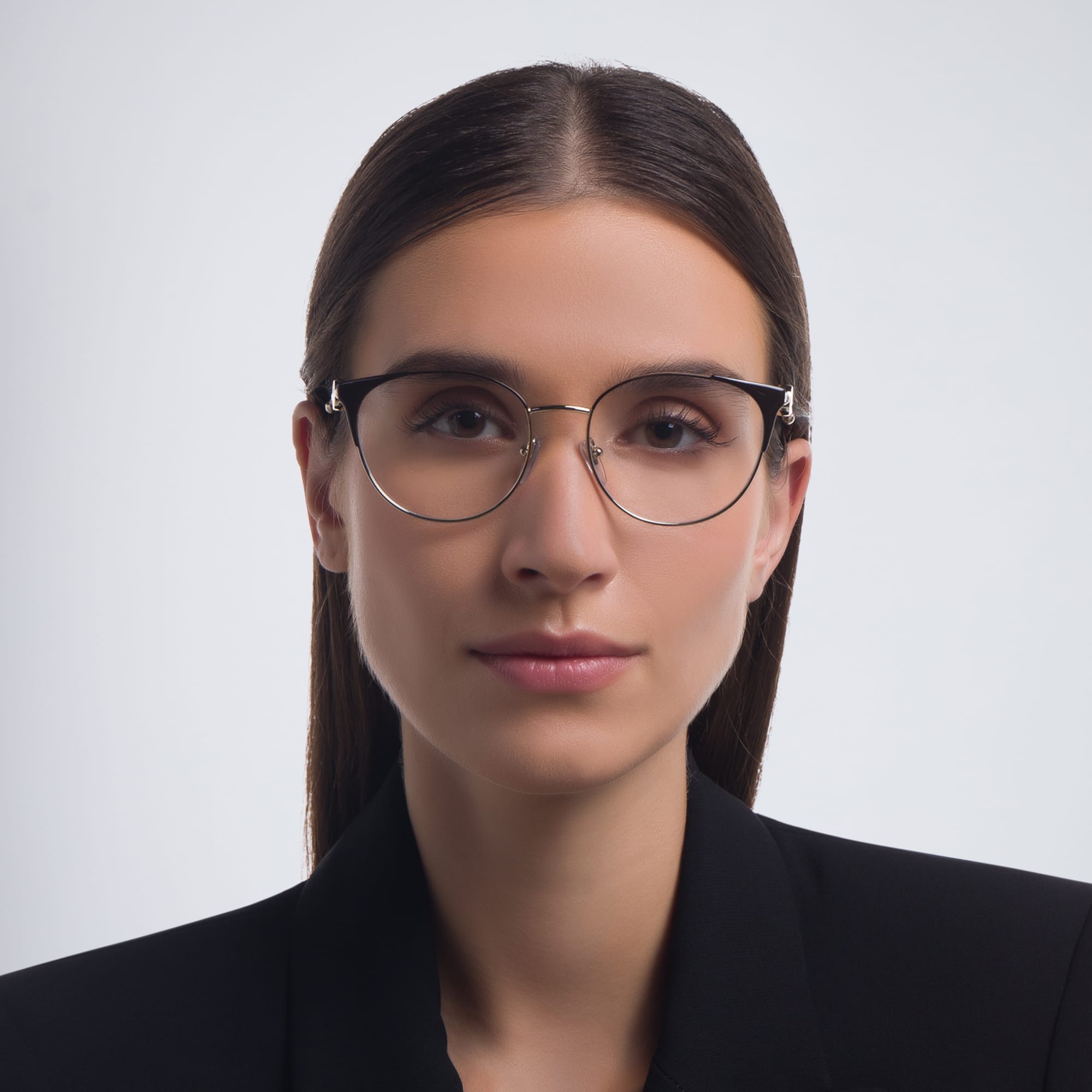 Shop BVLGARI Round Eyeglasses in Brown/Pale Gold online.