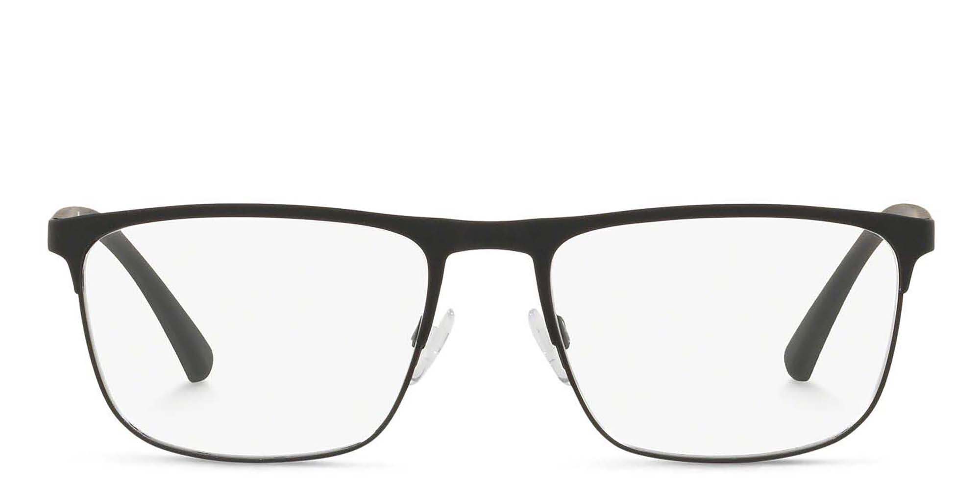 Shop Emporio Armani Wide Rectangle Eyeglasses in Black online.