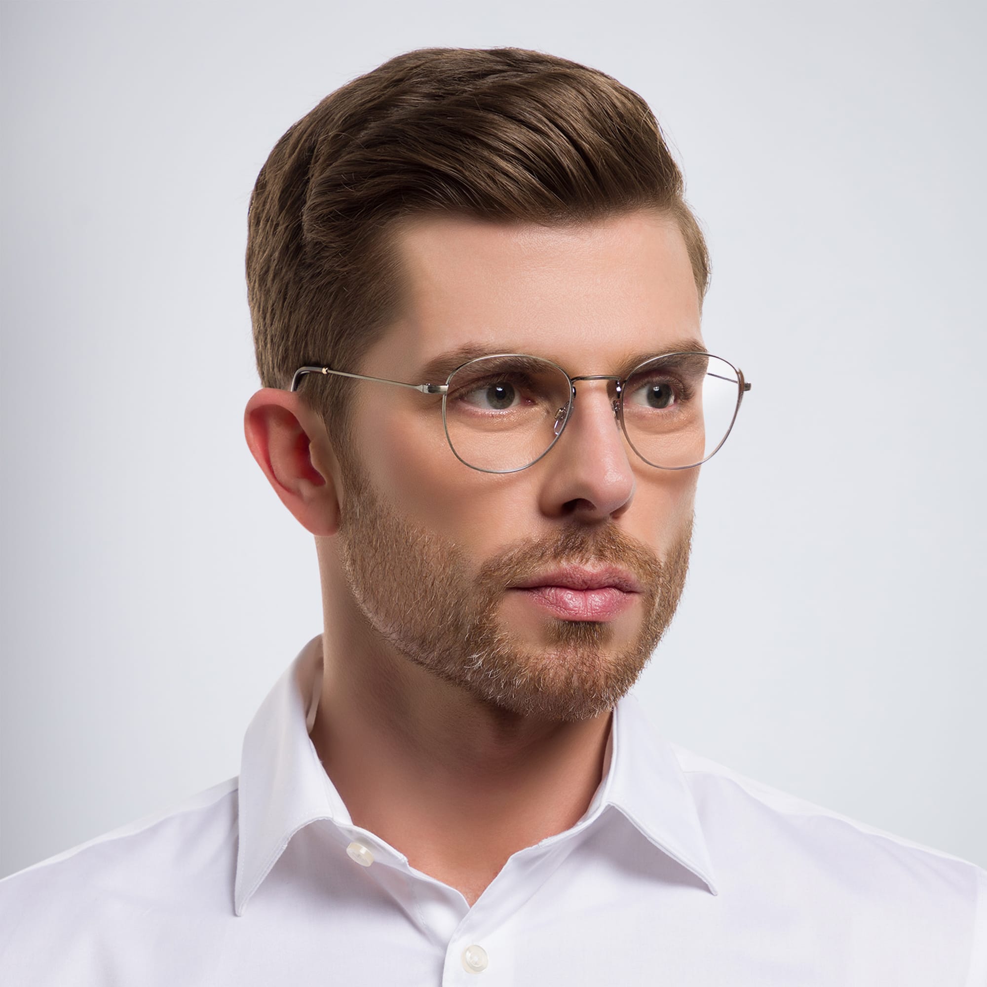 Shop GIORGIO ARMANI Round Eyeglasses in Brushed Gold online.