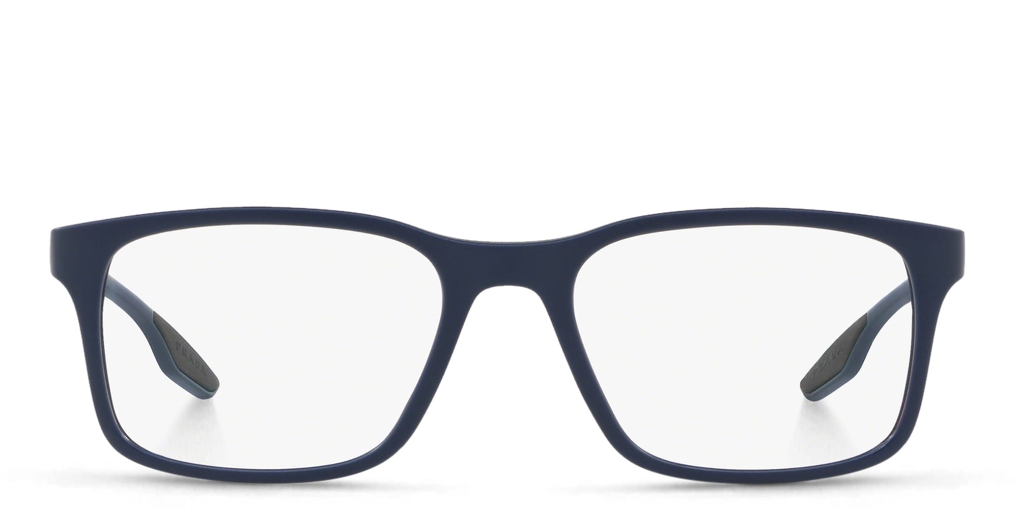 Shop Prada Linea Rossa Rectangle Eyeglasses in Matte Blue online.