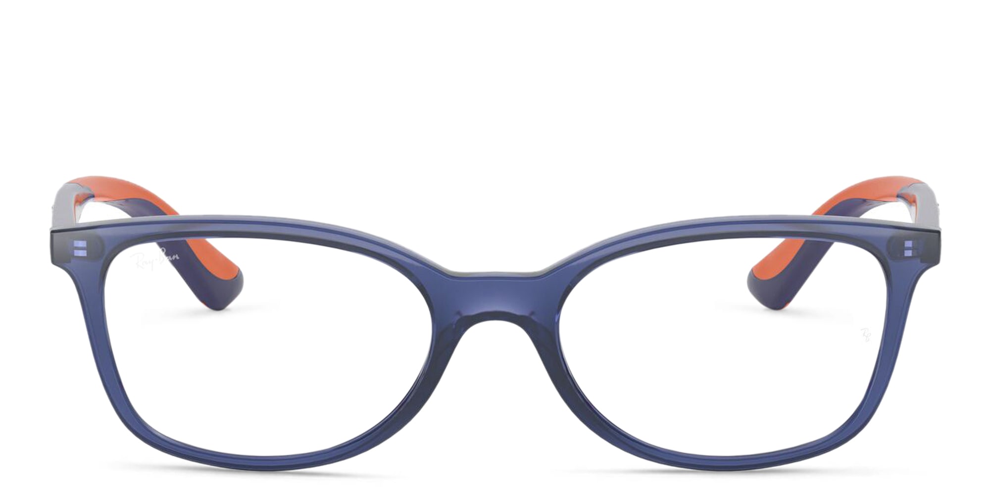 Shop Ray-Ban Junior Ferrari Kids Rectangle Eyeglasses in Transparent Blue online.