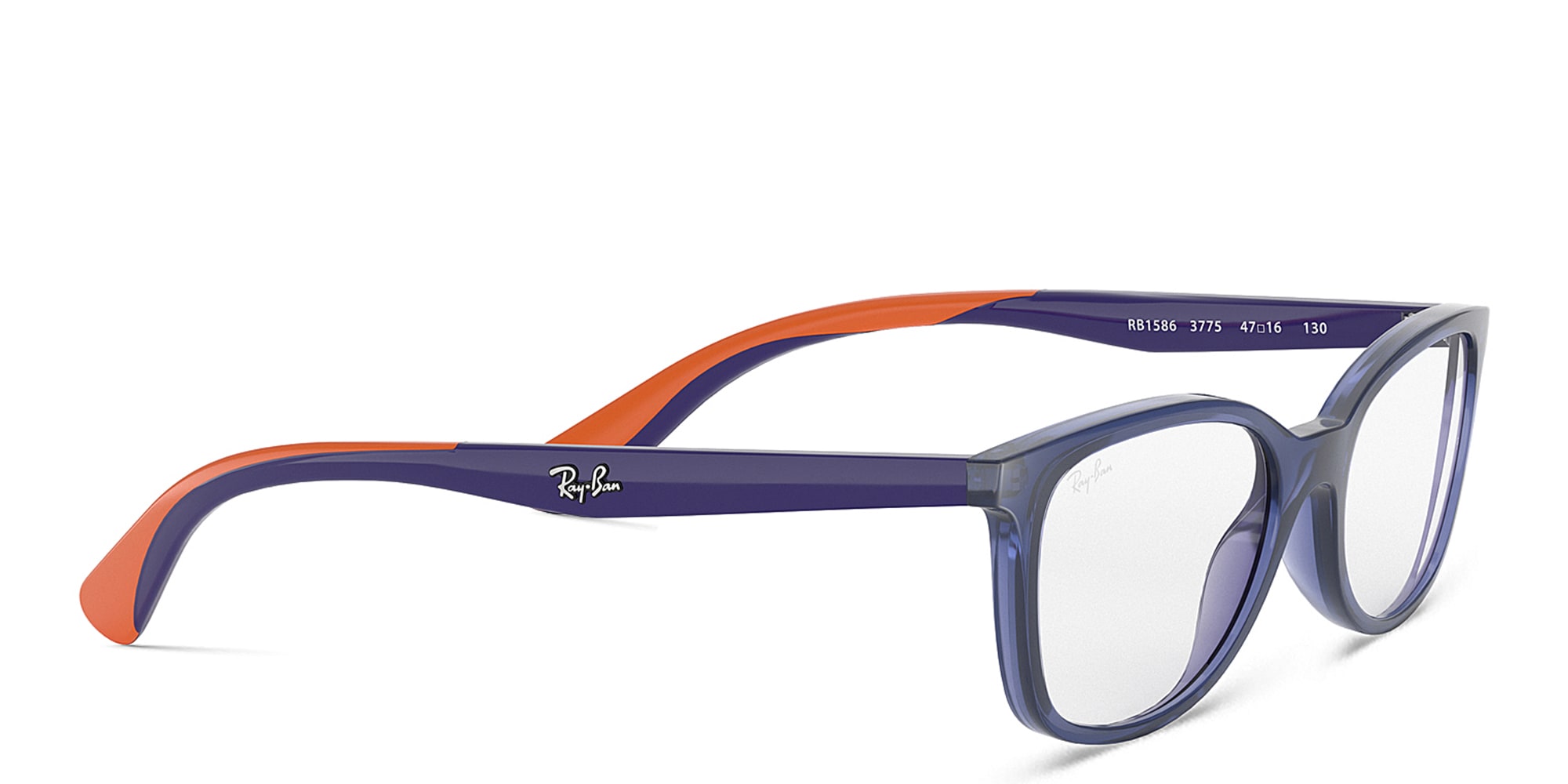 Shop Ray-Ban Junior Ferrari Kids Rectangle Eyeglasses in Transparent Blue online.