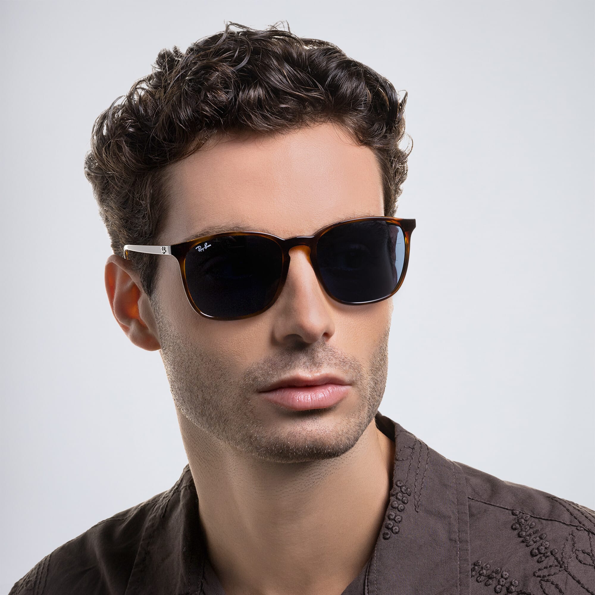 Shop Ray-Ban Unisex Square Sunglasses in Havana online.
