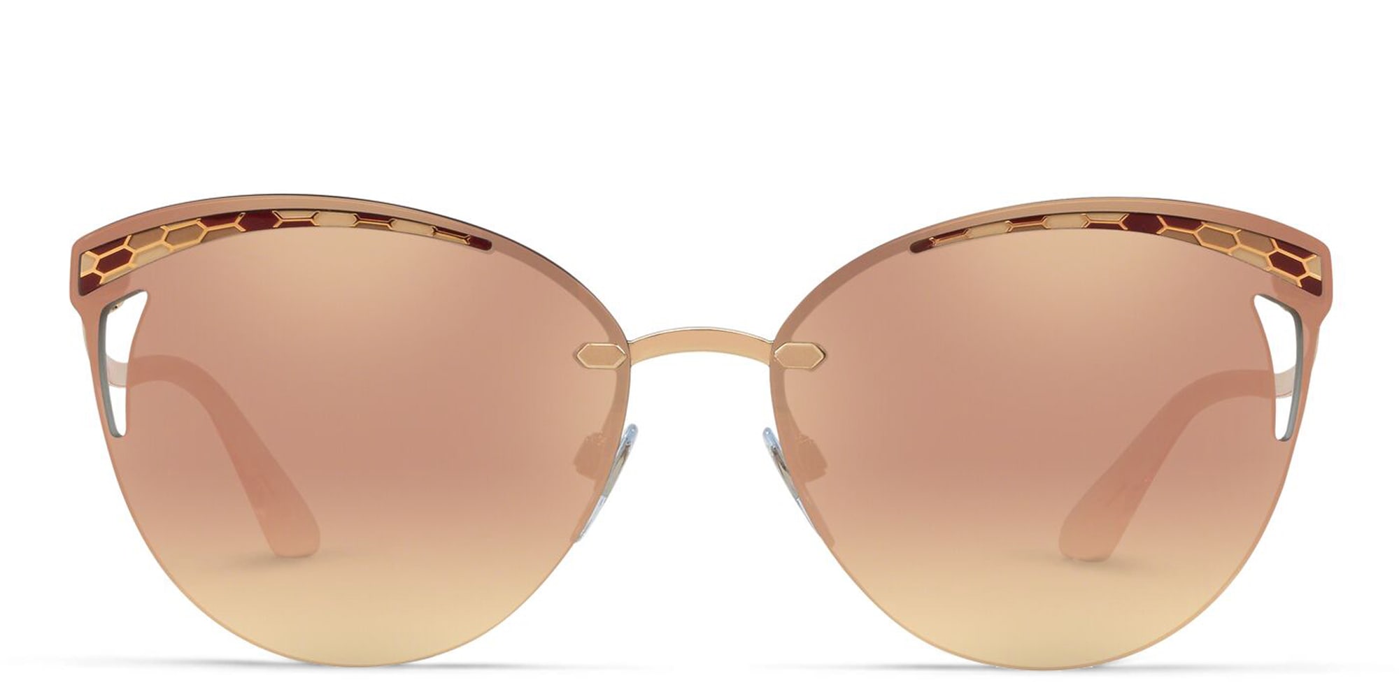 Shop BVLGARI Cat Eye Sunglasses in Pink Gold online.