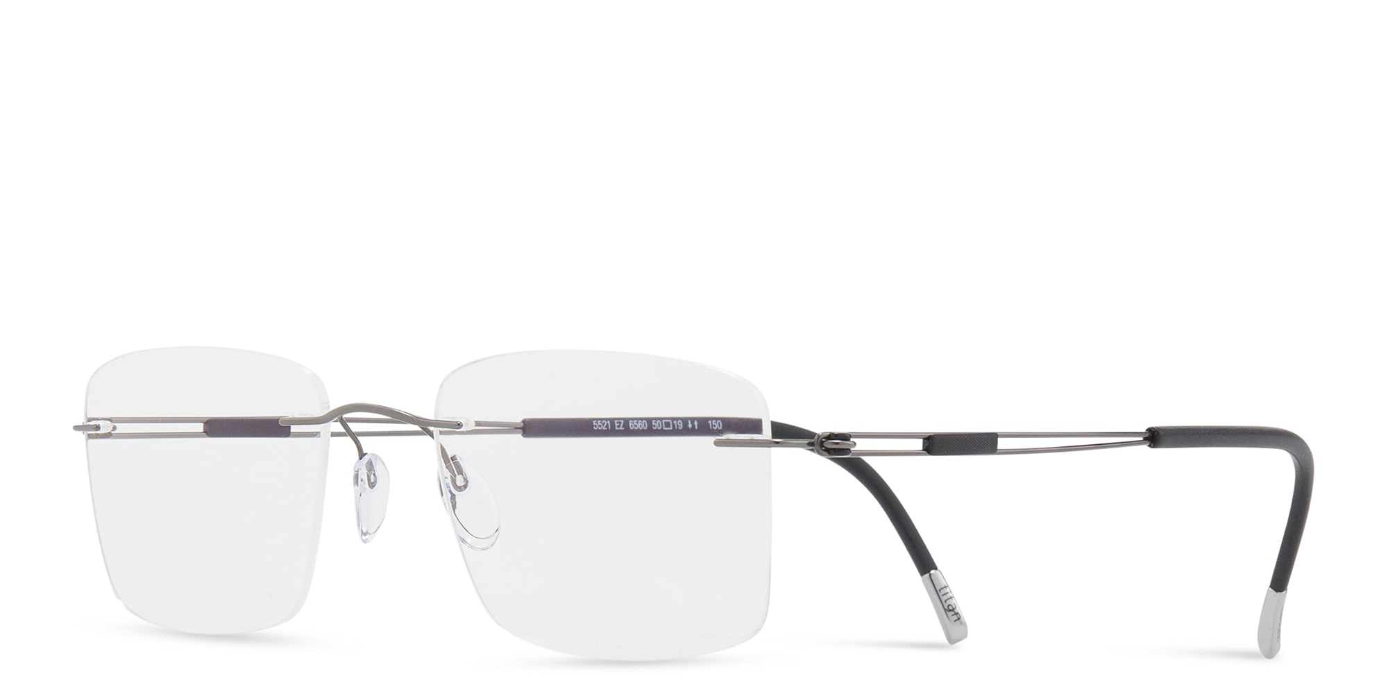 Shop Silhouette Rimless Square Eyeglasses in Grey online.