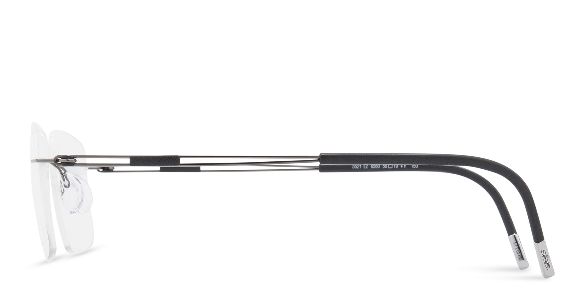 Shop Silhouette Rimless Square Eyeglasses in Grey online.