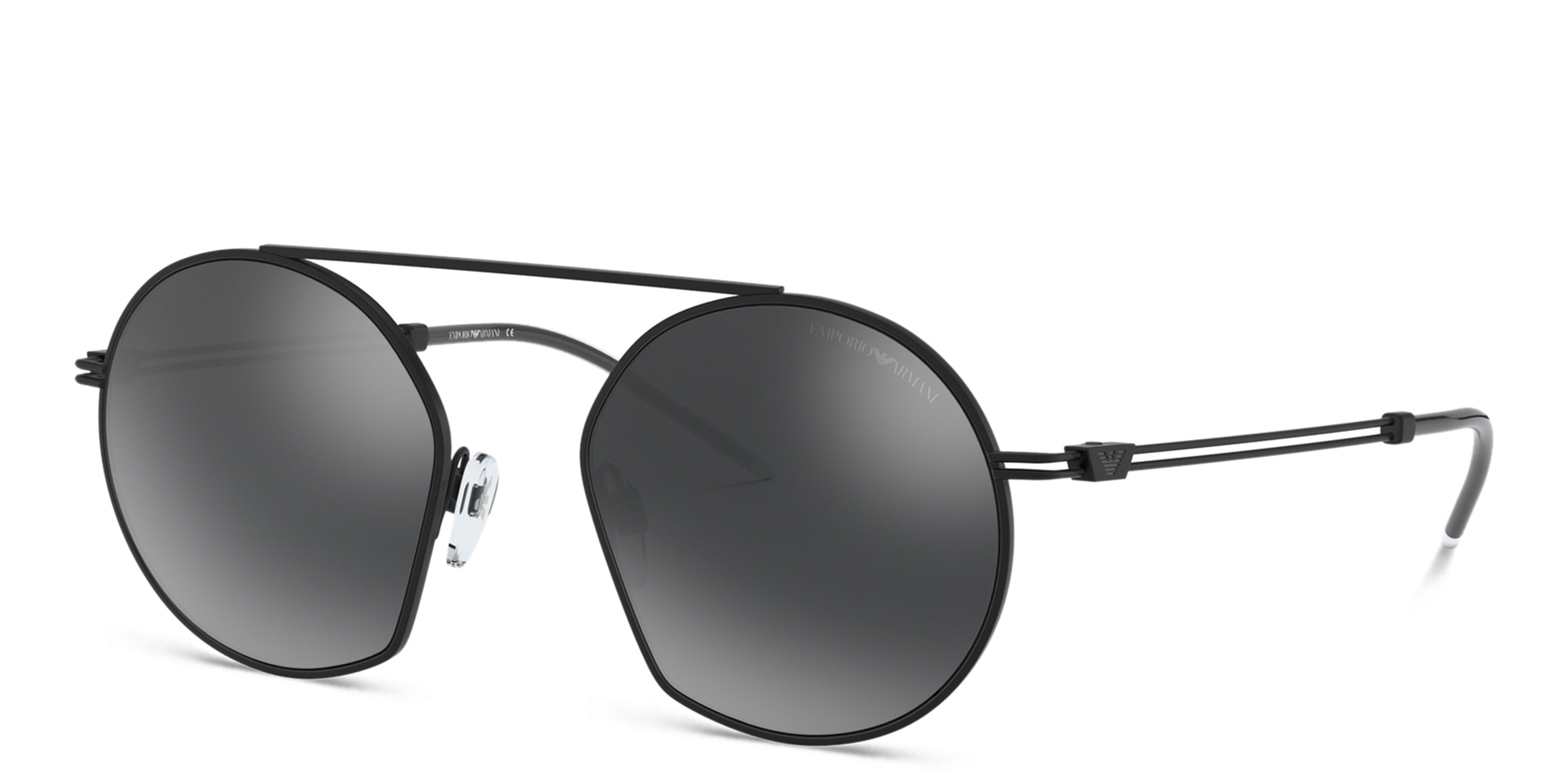 Shop Emporio Armani Irregular Sunglasses in Matte Black online.