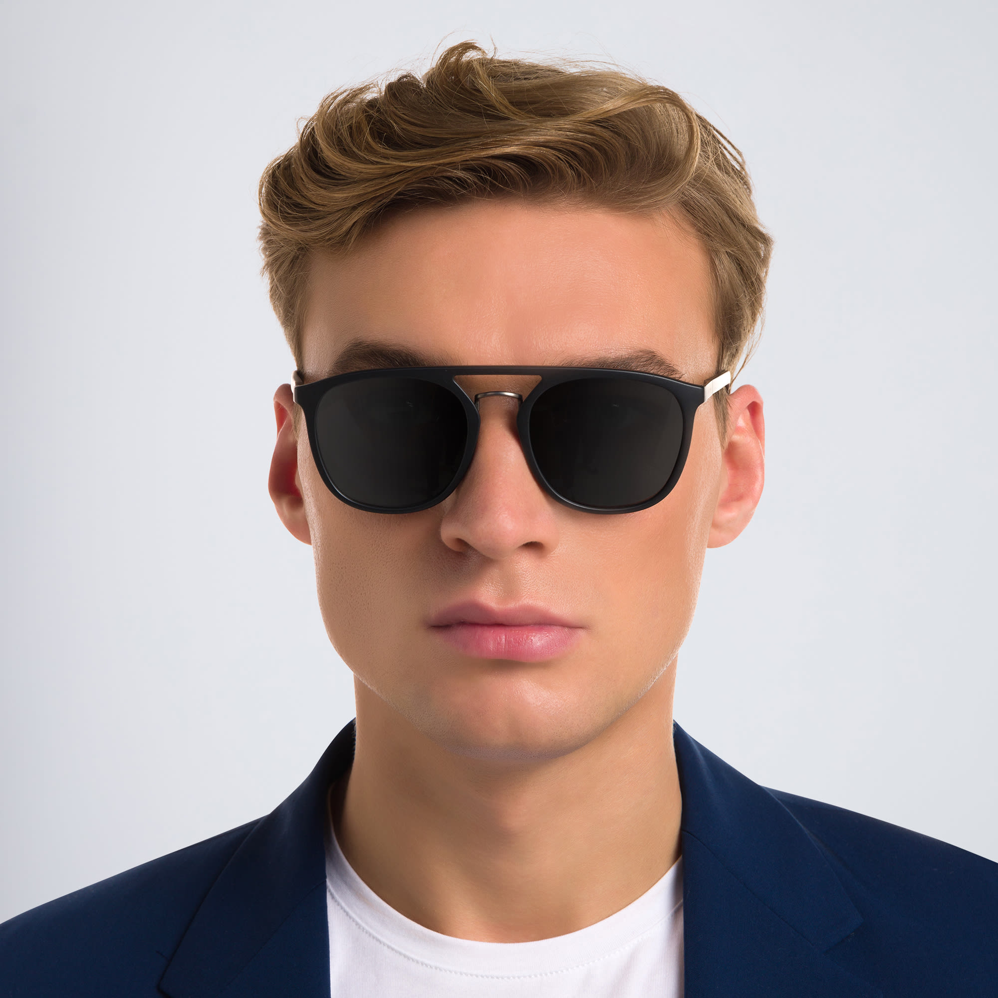 Shop GIORGIO ARMANI Square Sunglasses in Black online.