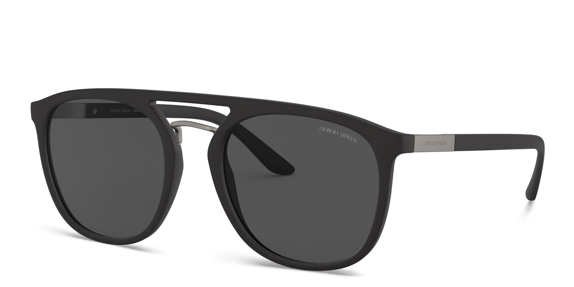 Shop GIORGIO ARMANI Square Sunglasses in Black online.