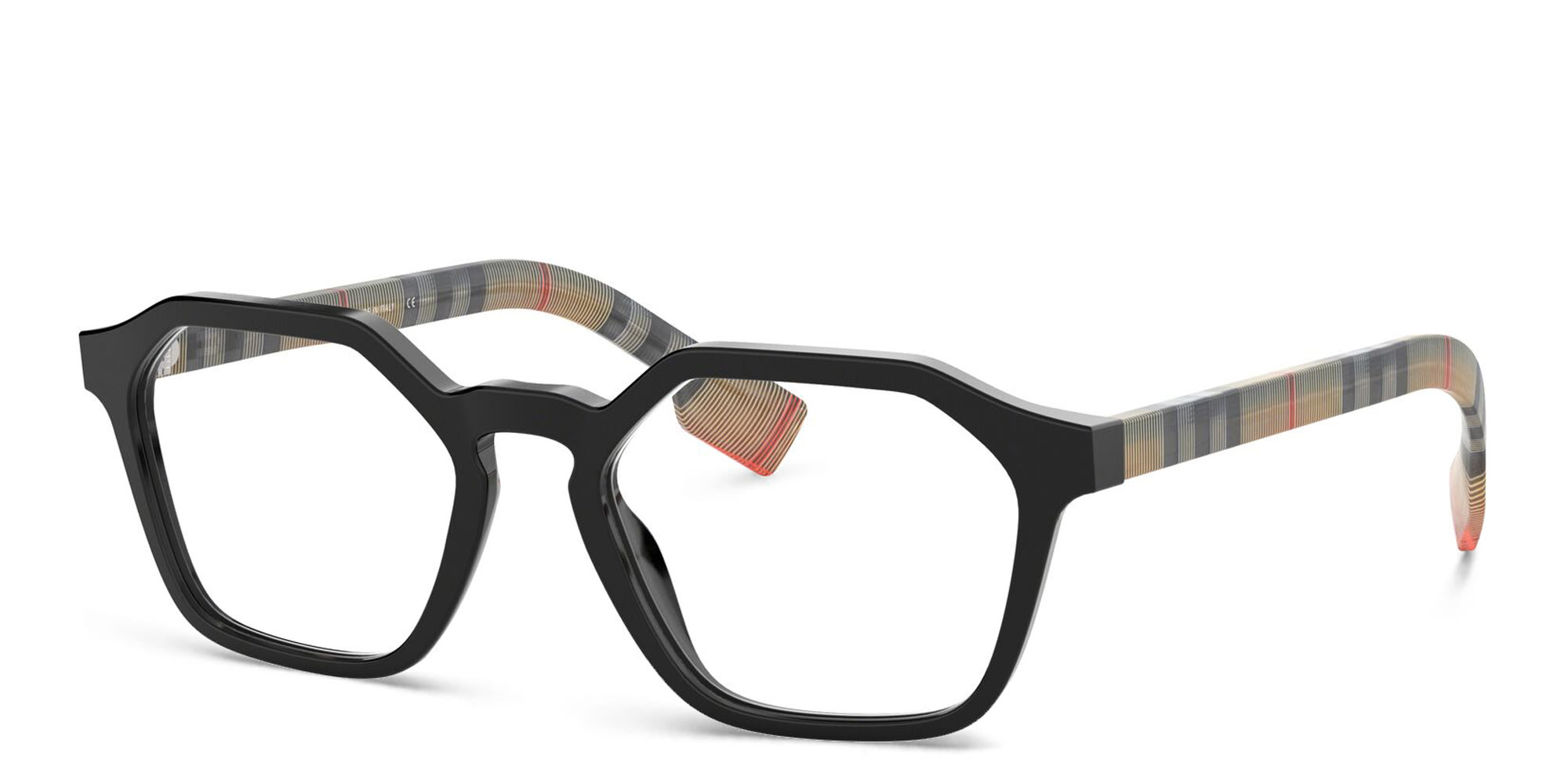 Shop BURBERRY Irregular Eyeglasses in Black online.
