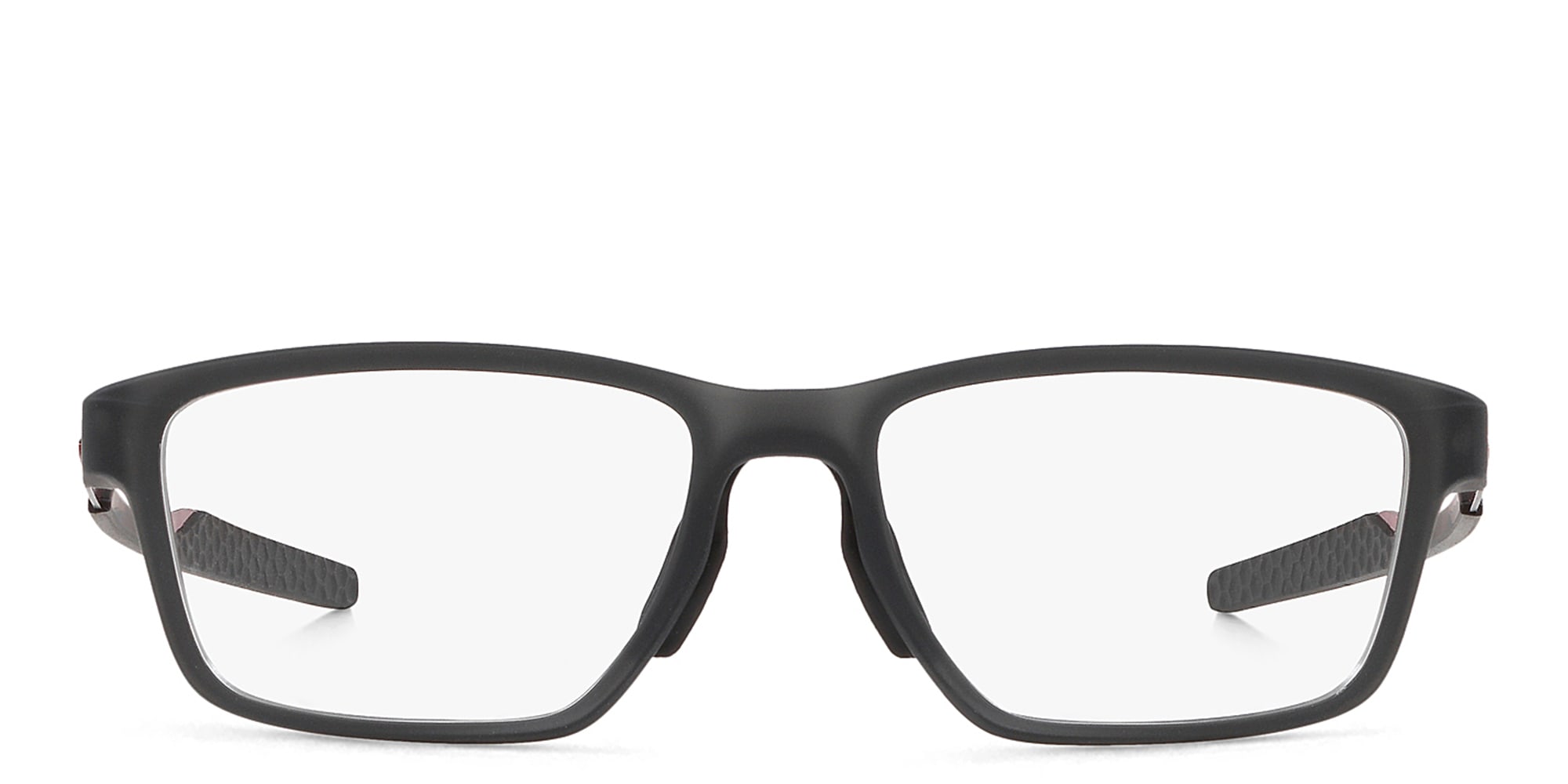 Shop Oakley Metalink Wide Rectangle Eyeglasses in Satin Grey Smoke online.