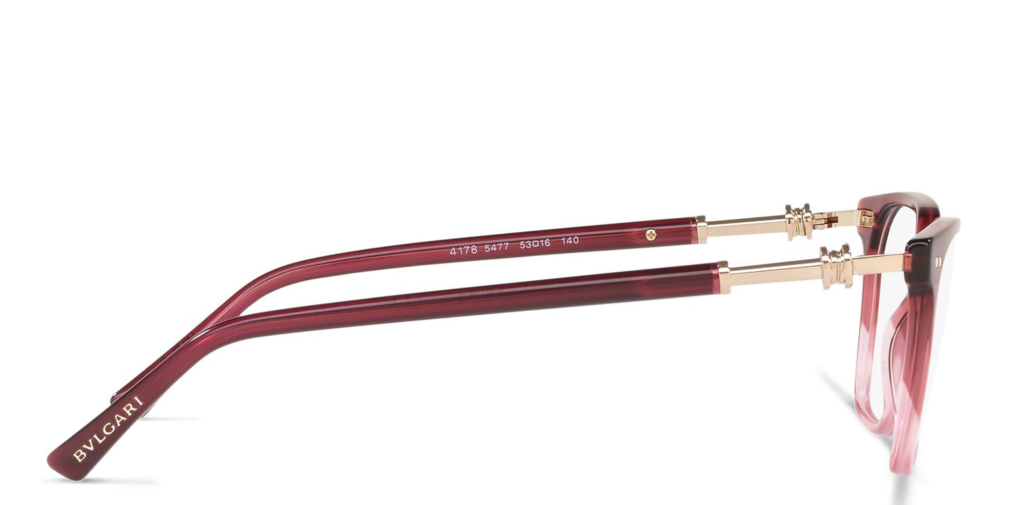Shop BVLGARI Rectangle Eyeglasses in Purple online.