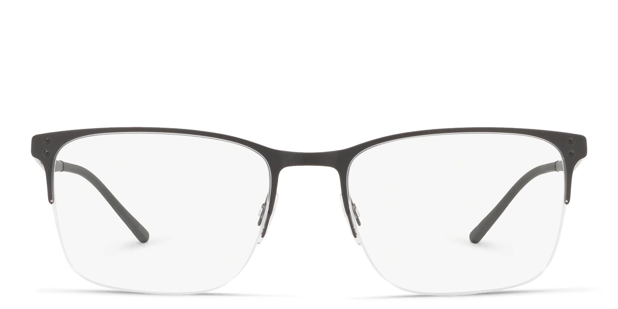 Shop GIORGIO ARMANI Half Rim Rectangle Eyeglasses in Matte Black online.