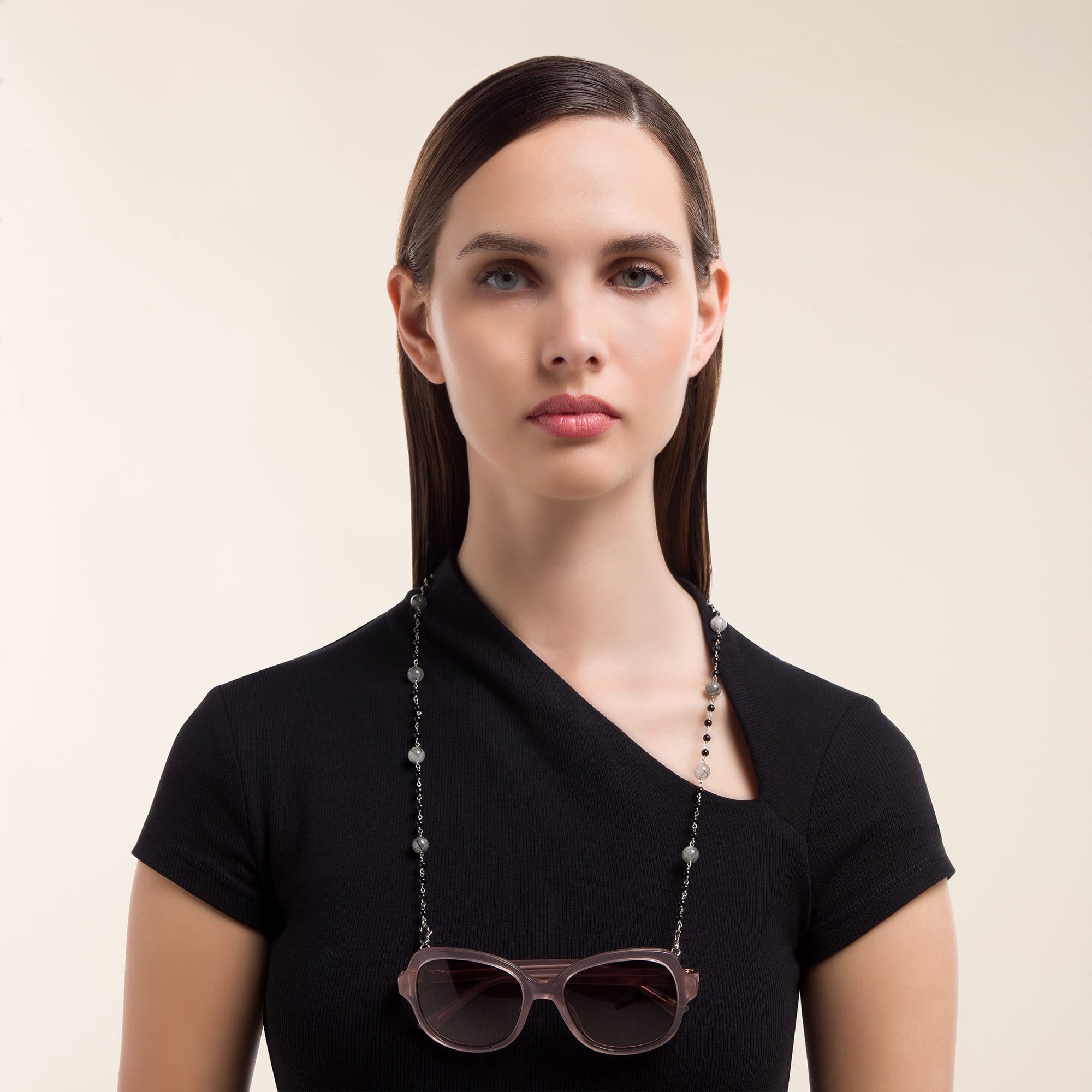 Shop Uoptic Onyx & Stainless Steel Glasses Chain online.