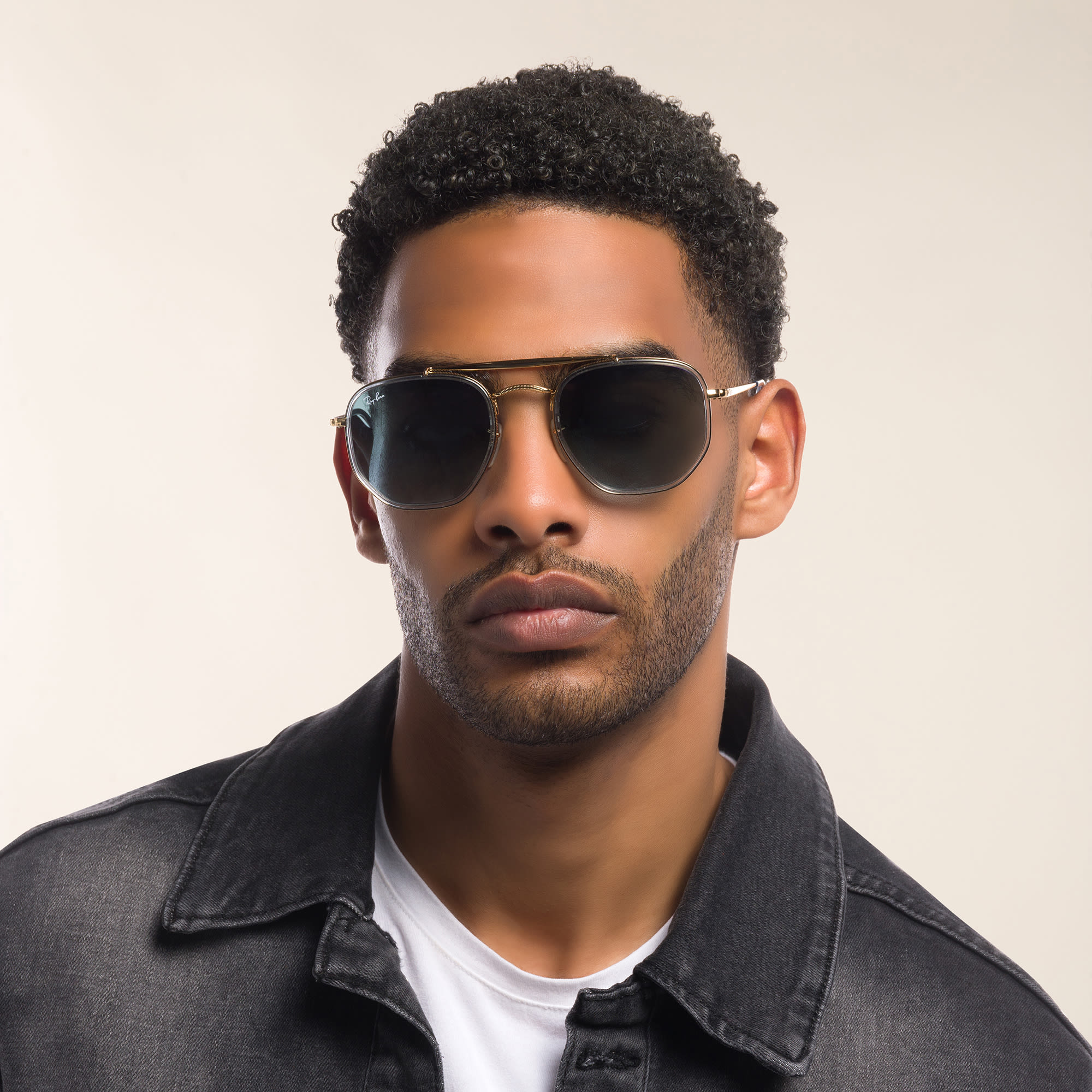 Shop Ray-Ban The Marshal II Unisex Hexagonal Irregular Sunglasses in Gold online.