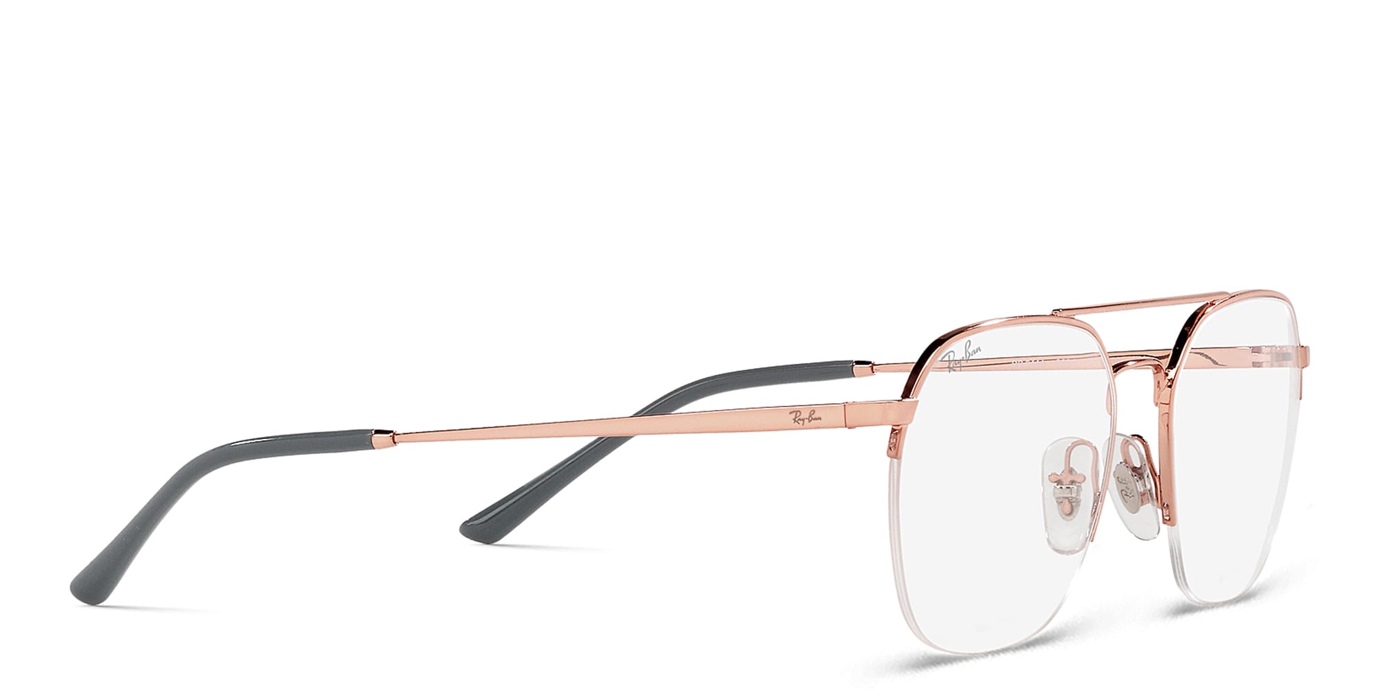 تسوق نظارات طبية مربعة بنصف إطار للجنسين راي بان بلون Rose Gold أونلاين.