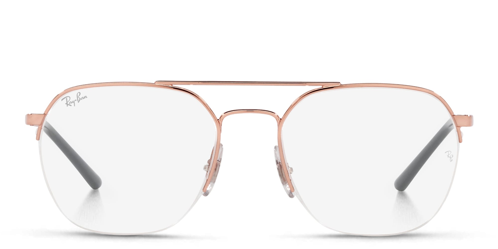 Shop Ray-Ban Unisex Half-Rim Square Eyeglasses in Rose Gold online.