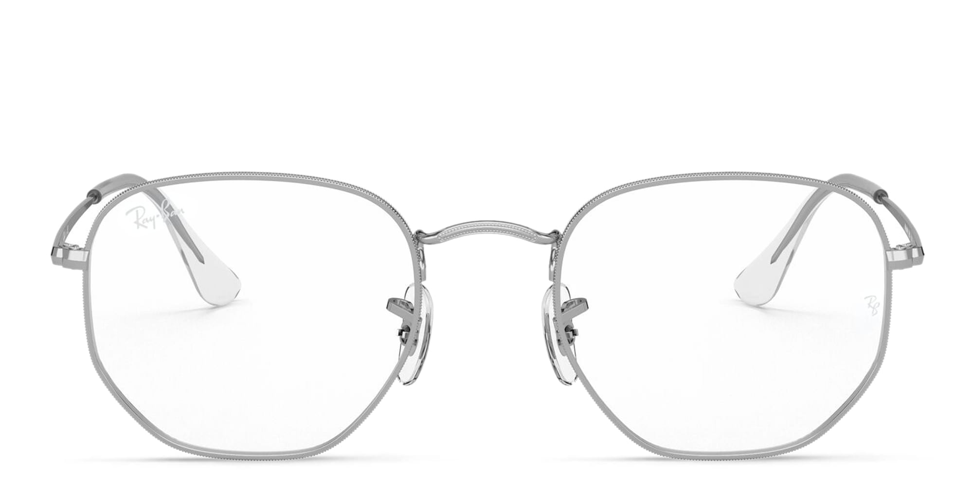 Shop Ray-Ban Unisex Hexagonal Irregular Eyeglasses in Silver online.
