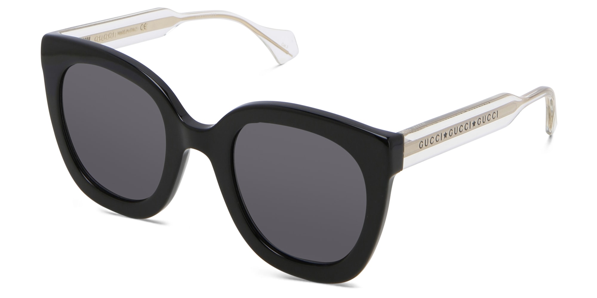 Shop GUCCI Rectangle Sunglasses in Black online.