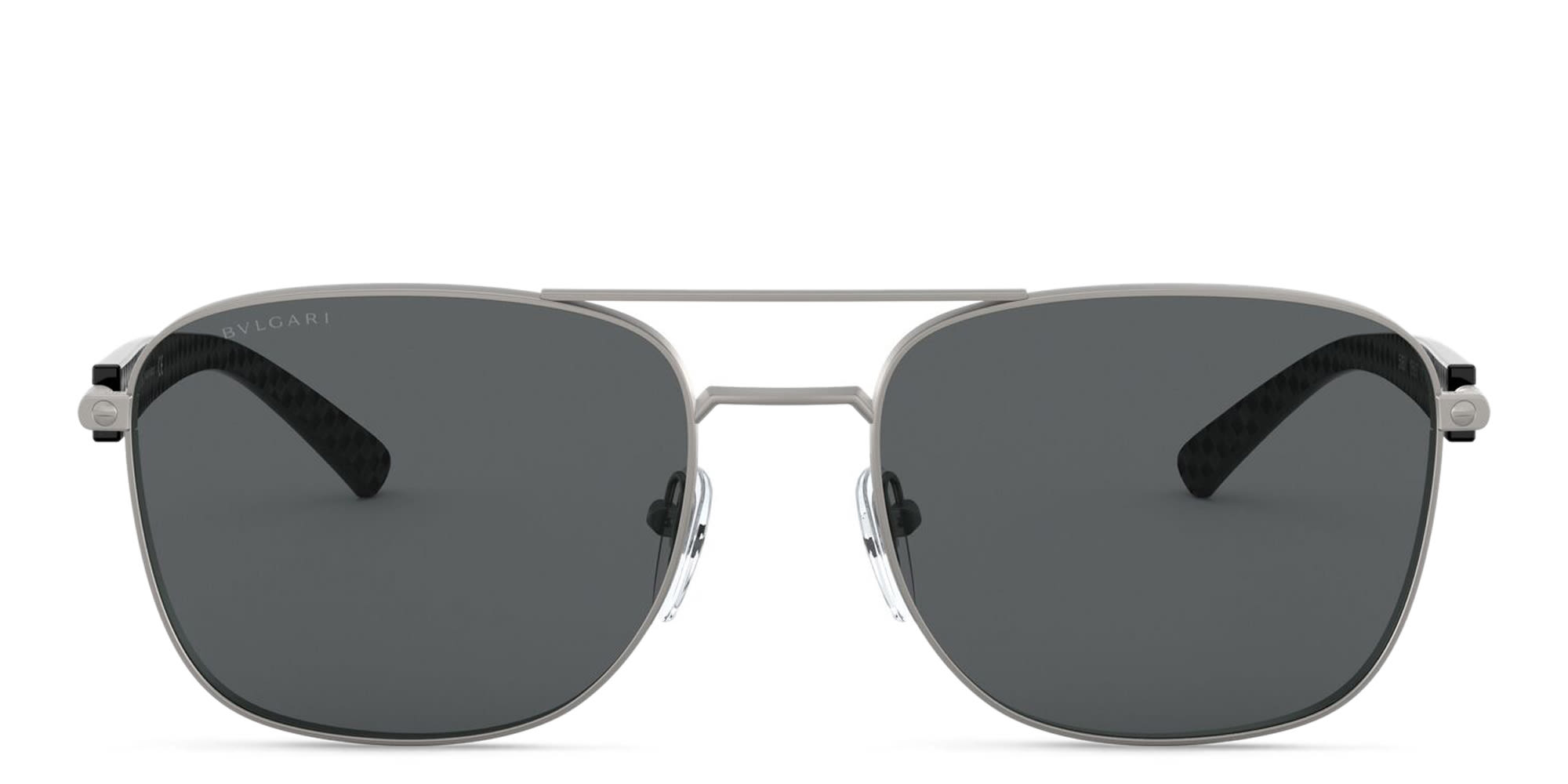 Shop BVLGARI Rectangle Sunglasses in Matte Gunmetal online.