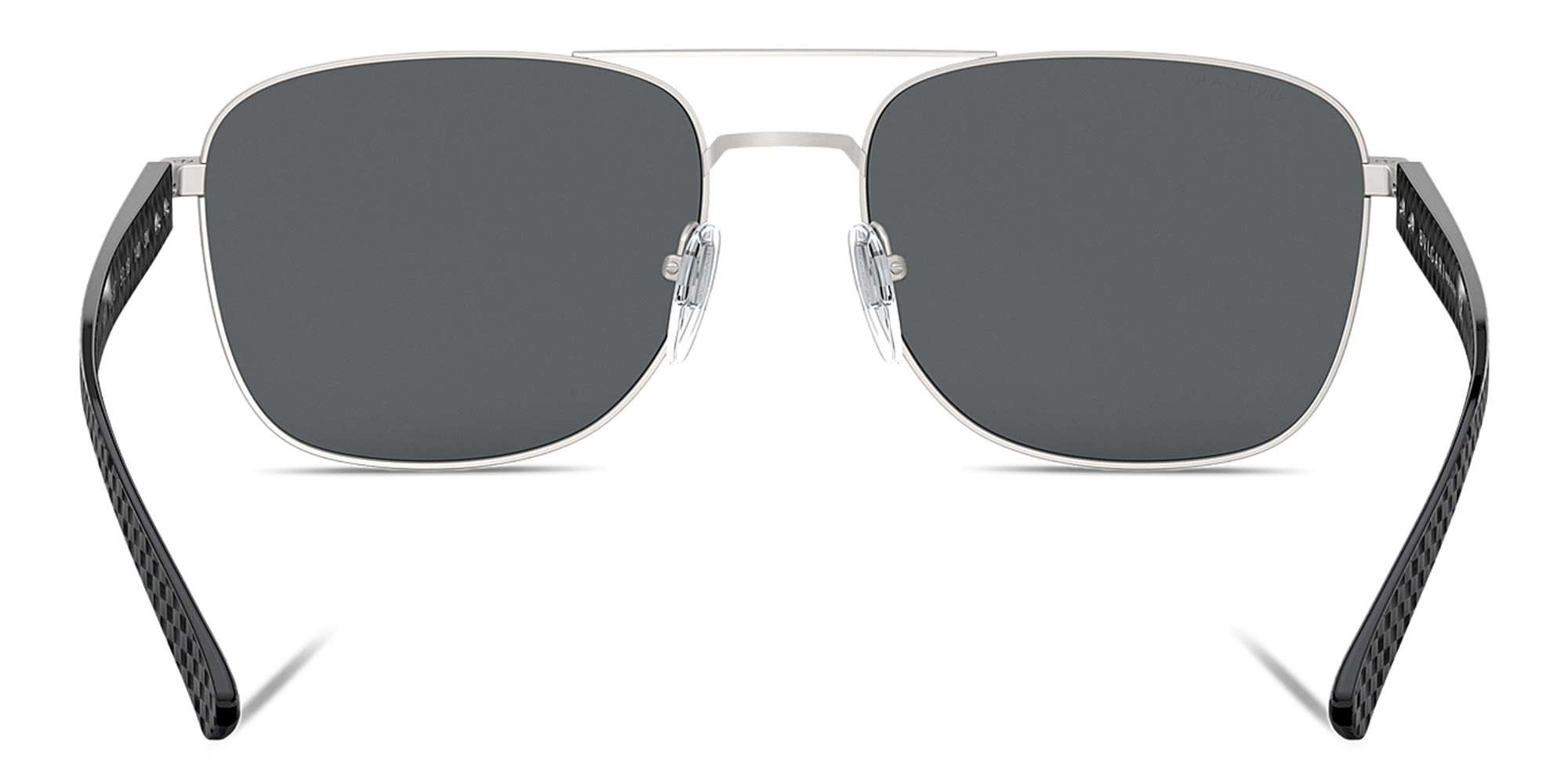 Shop BVLGARI Rectangle Sunglasses in Matte Gunmetal online.