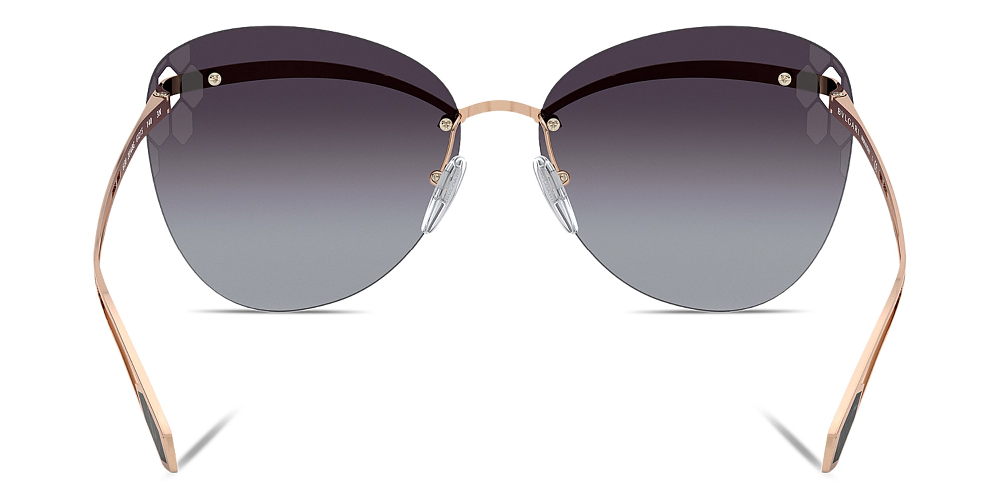 تسوق نظارة شمسية كات آي كبيرة بدون إطار بولغري بلون Pink Gold أونلاين.