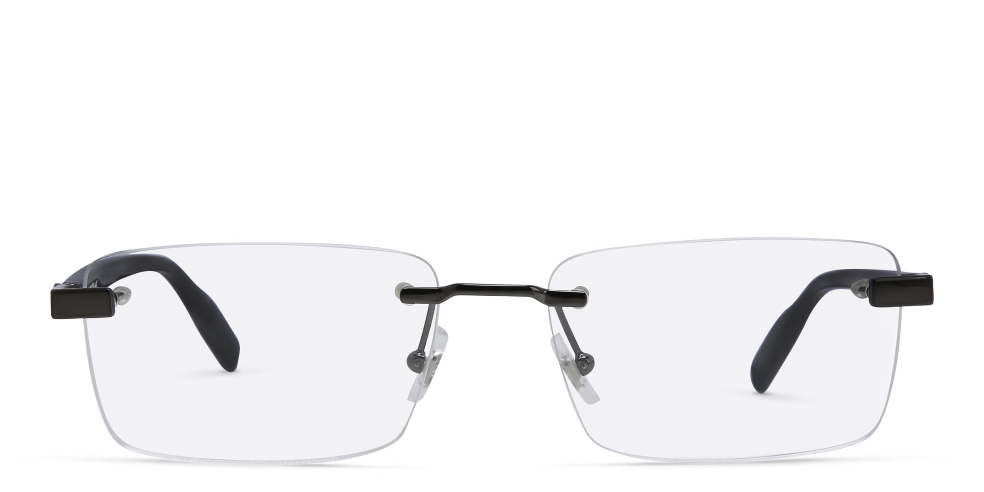 Shop MONTBLANC Rimless Wide Rectangle Eyeglasses in Black online.