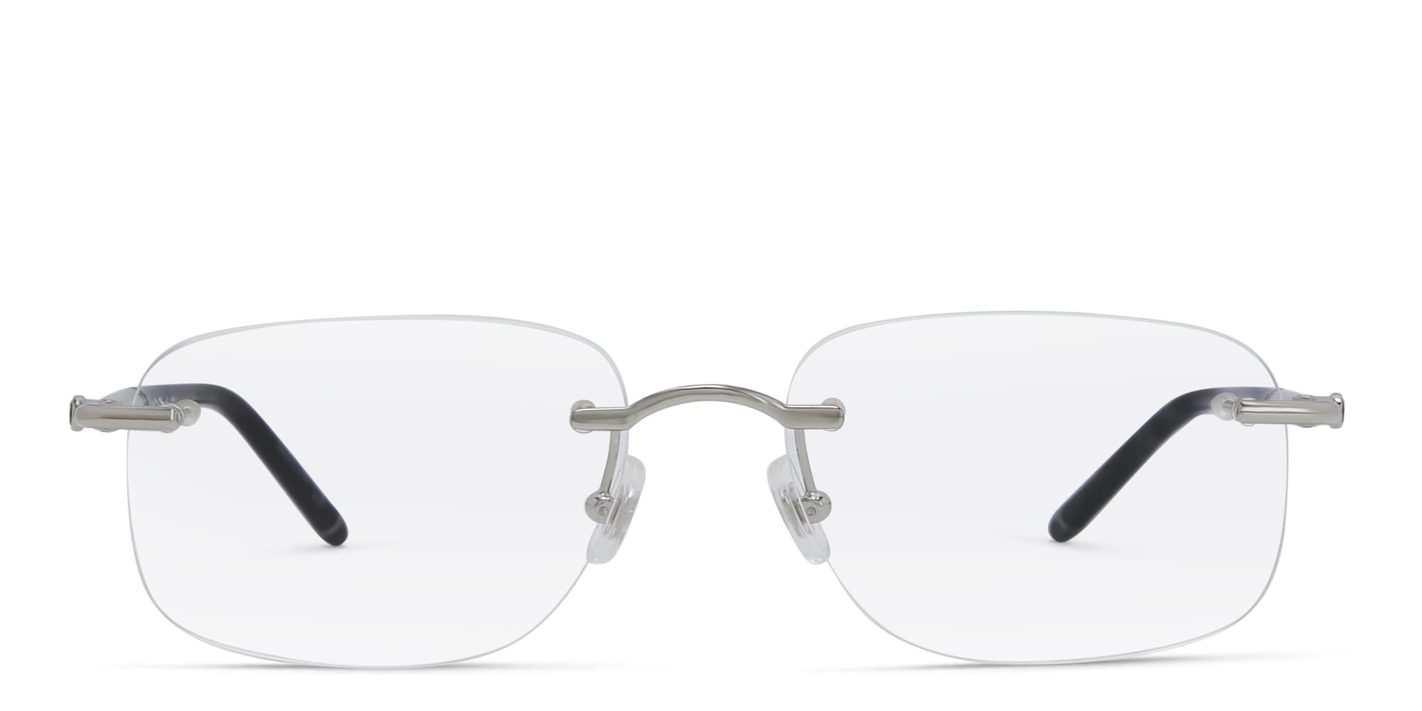 Shop MONTBLANC Rimless Wide Rectangle Eyeglasses in Silver online.