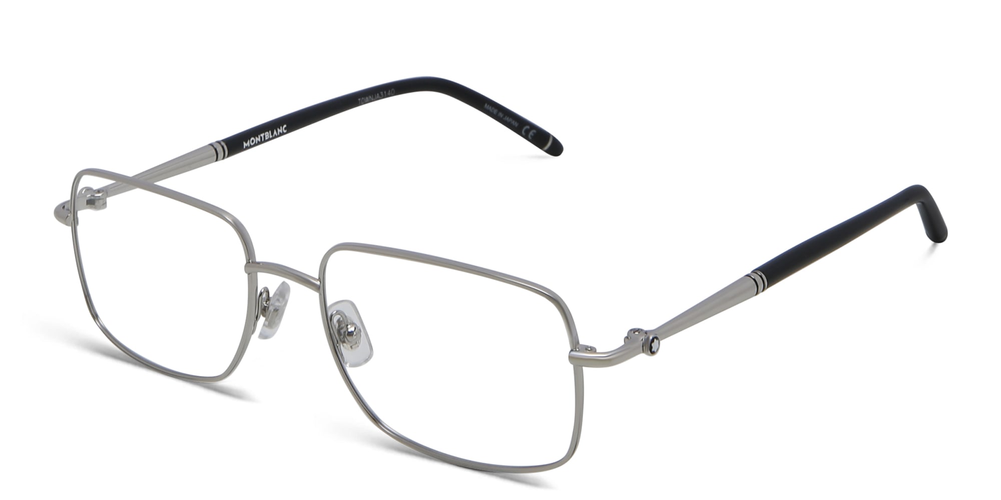 Shop MONTBLANC Rectangle Eyeglasses in Silver online.