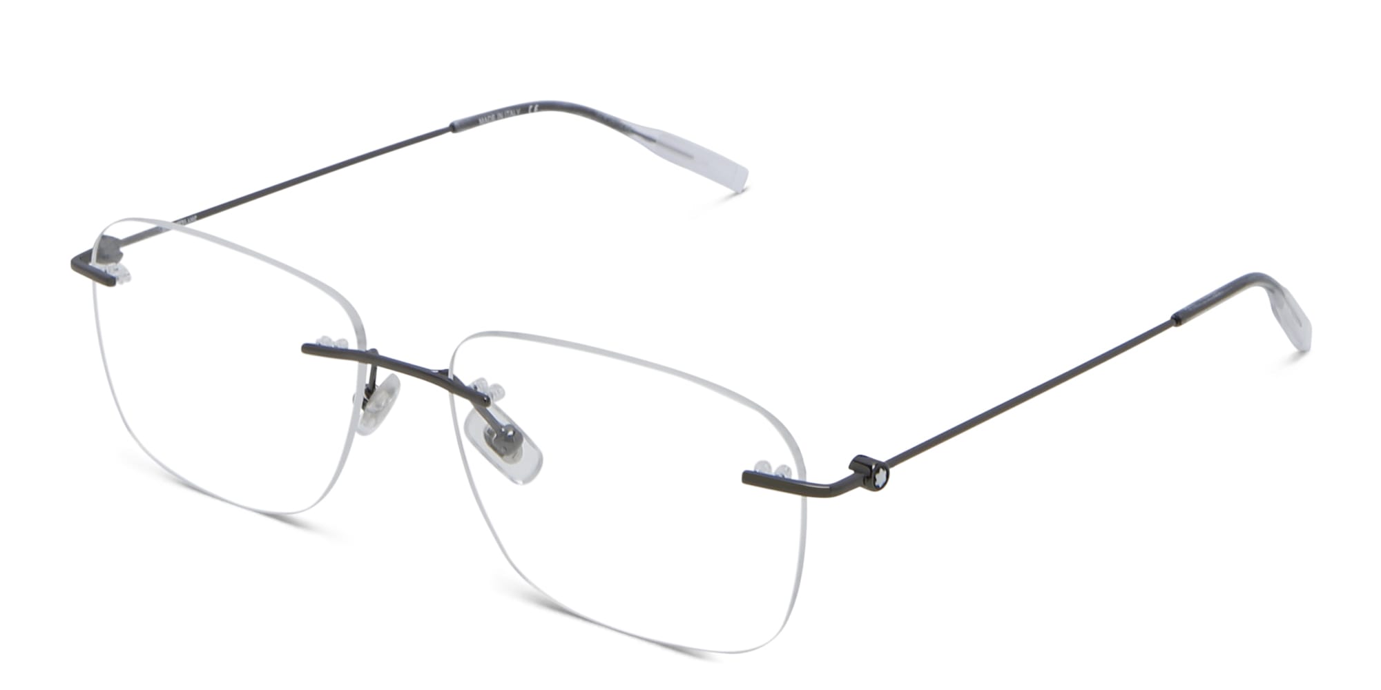 Shop MONTBLANC Rimless Wide Rectangle Eyeglasses in Grey online.