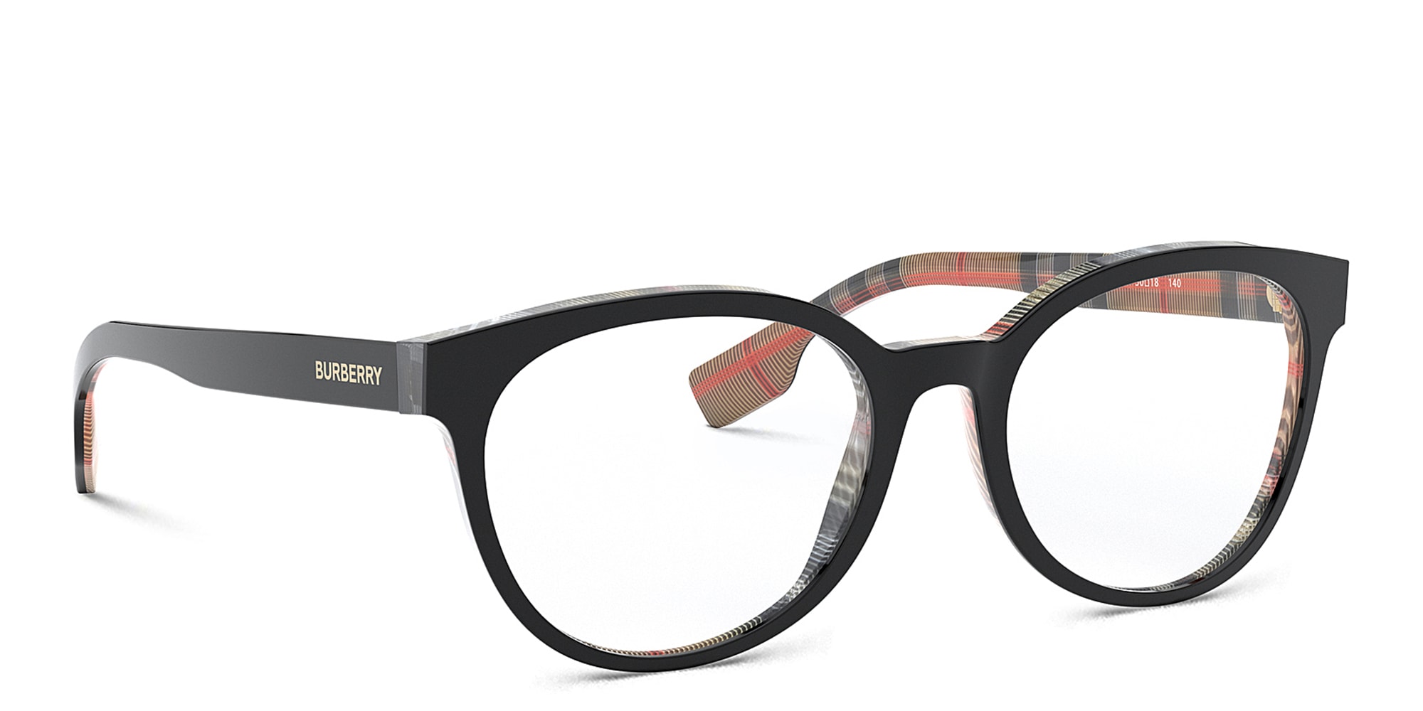 Shop BURBERRY Square Eyeglasses in Black online.