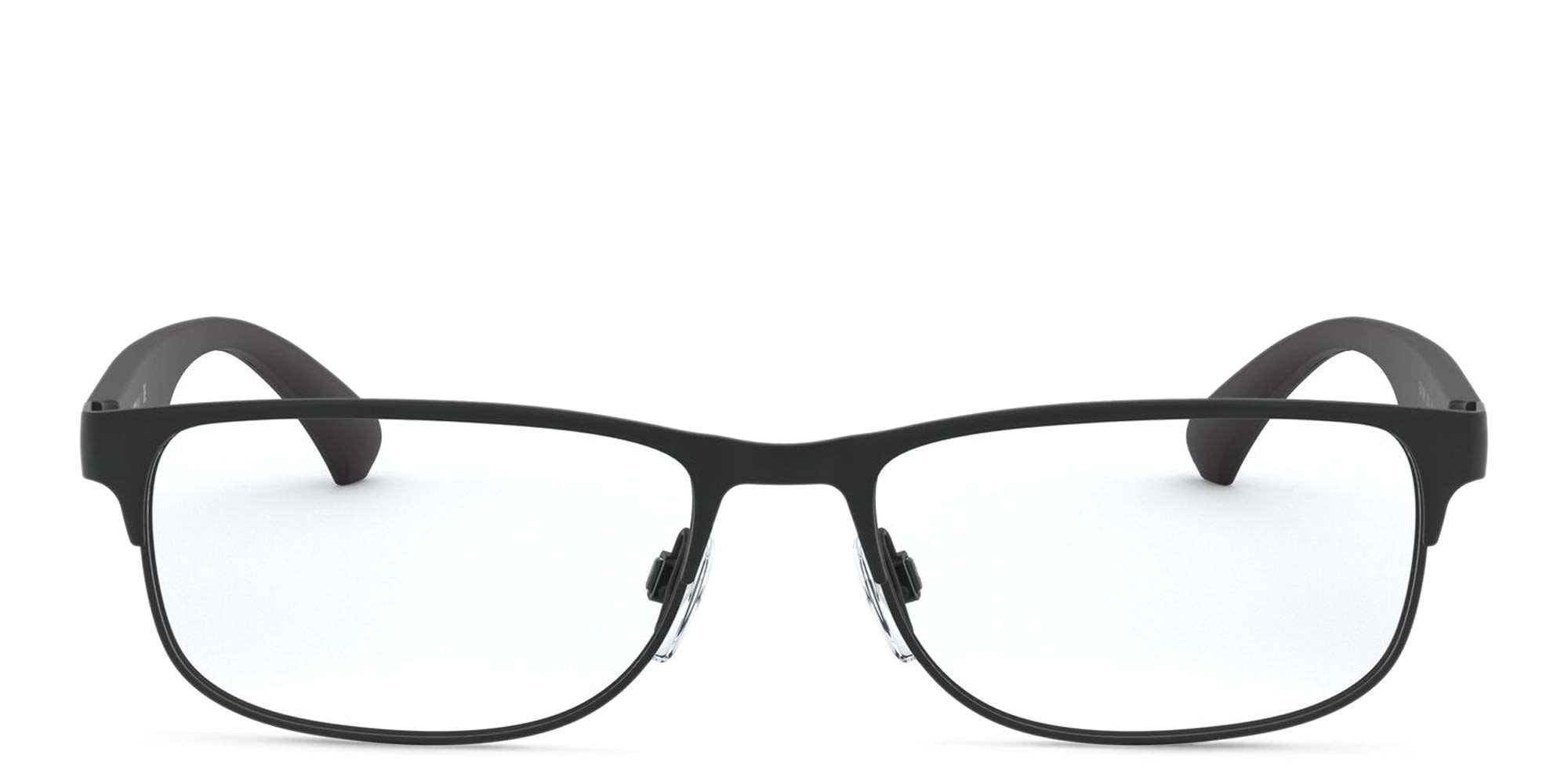 Shop Emporio Armani Rectangle Eyeglasses in Matte Black online.