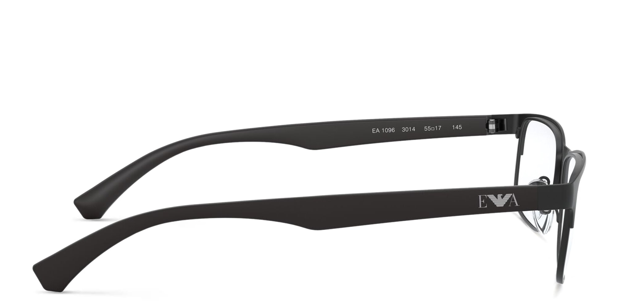 Shop Emporio Armani Rectangle Eyeglasses in Matte Black online.