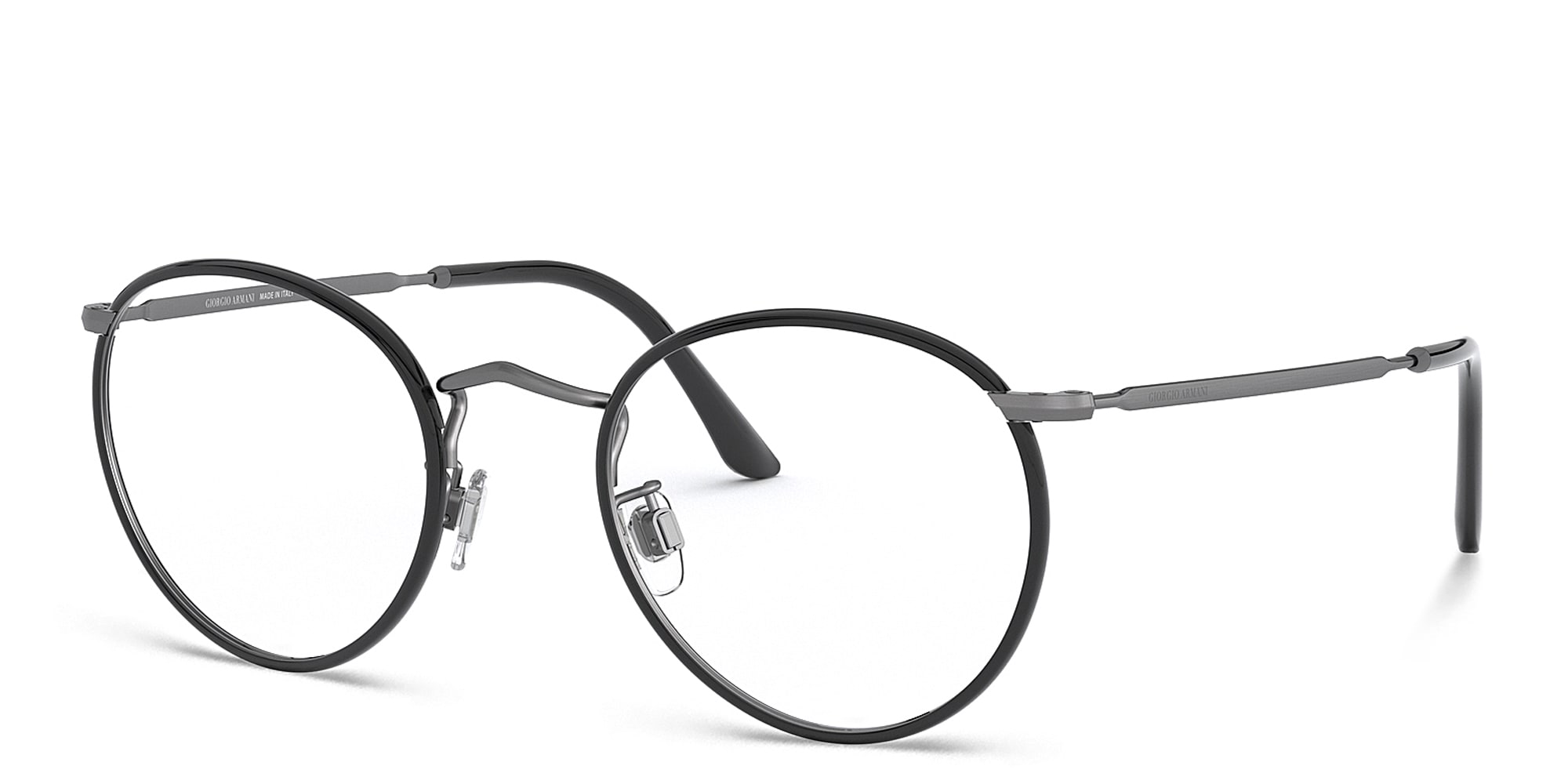 Shop GIORGIO ARMANI Round Eyeglasses in Black online.