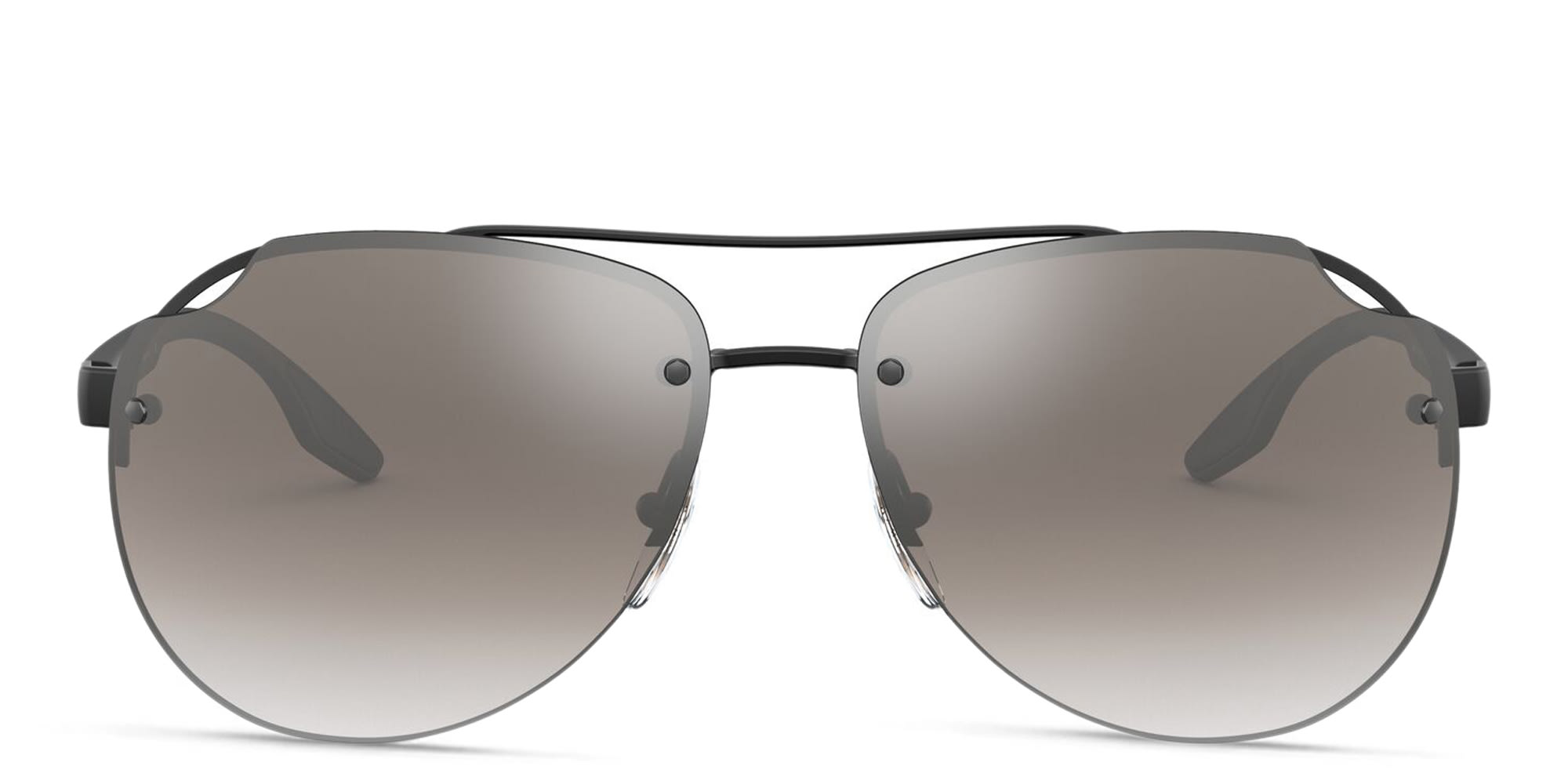Shop Prada Linea Rossa Rimless Aviator Sunglasses in Matte Black online.