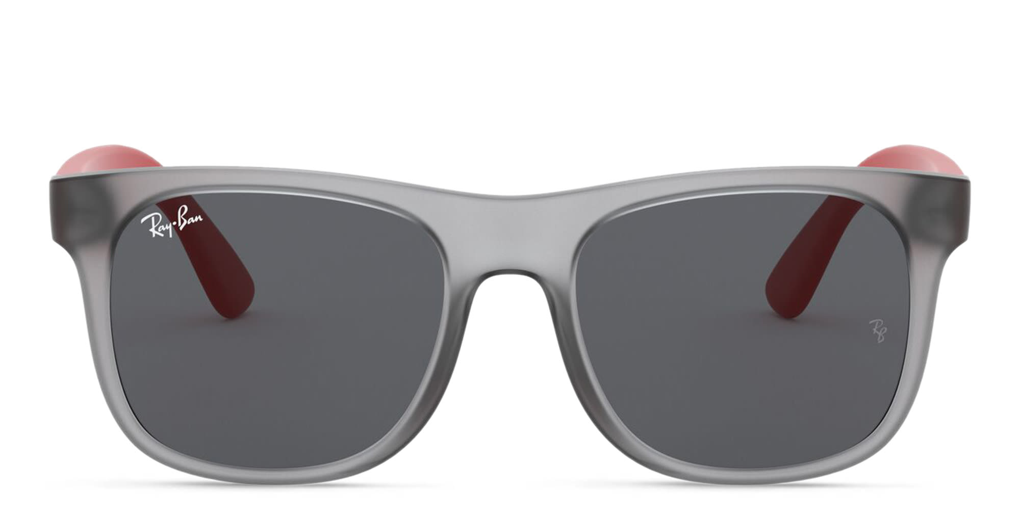 Shop Ray-Ban Junior Kids Wayfarer Square Sunglasses in Transparent Grey online.