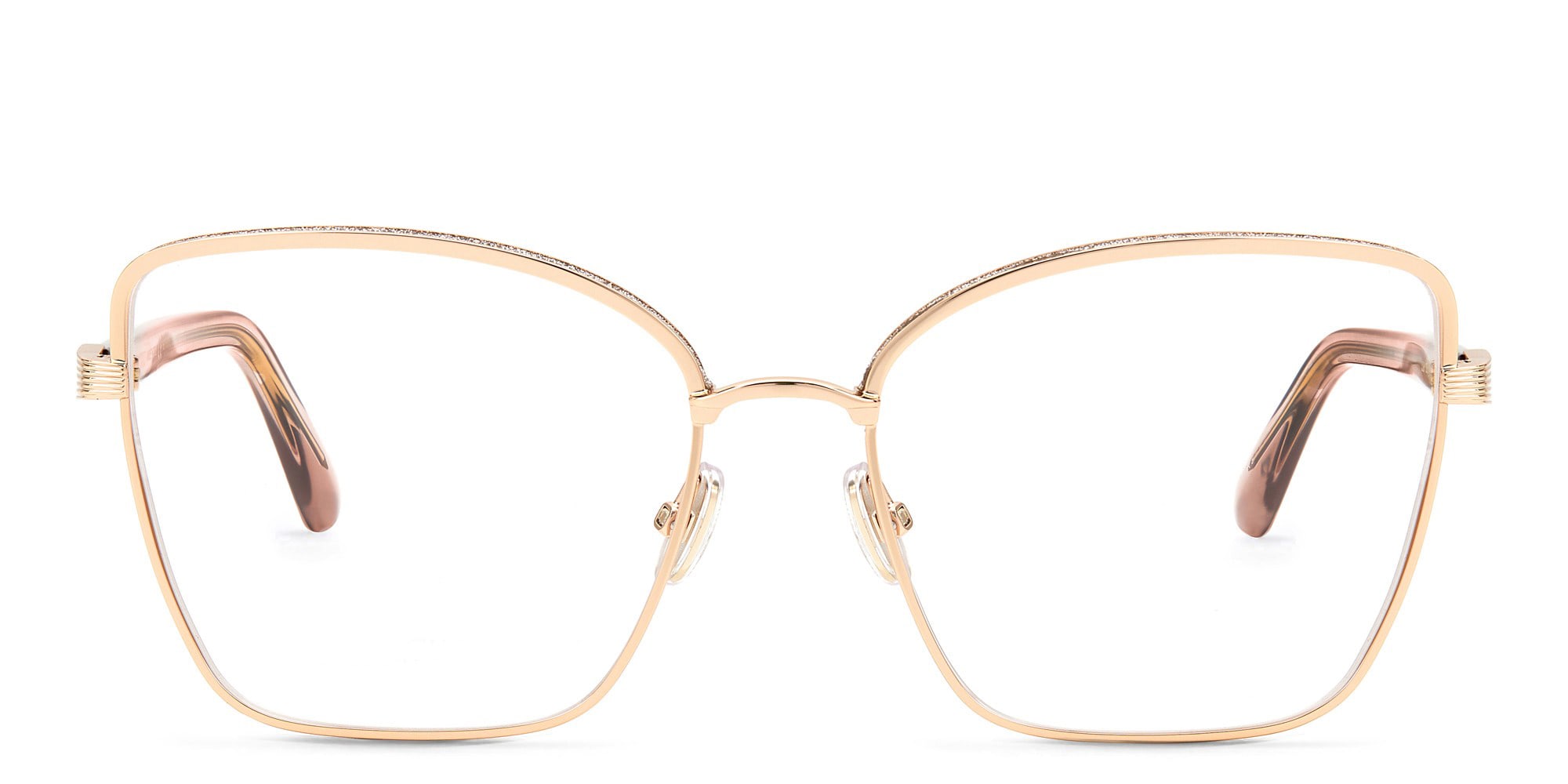 Shop JIMMY CHOO Wide Cat Eye Eyeglasses in Gold Copper online.