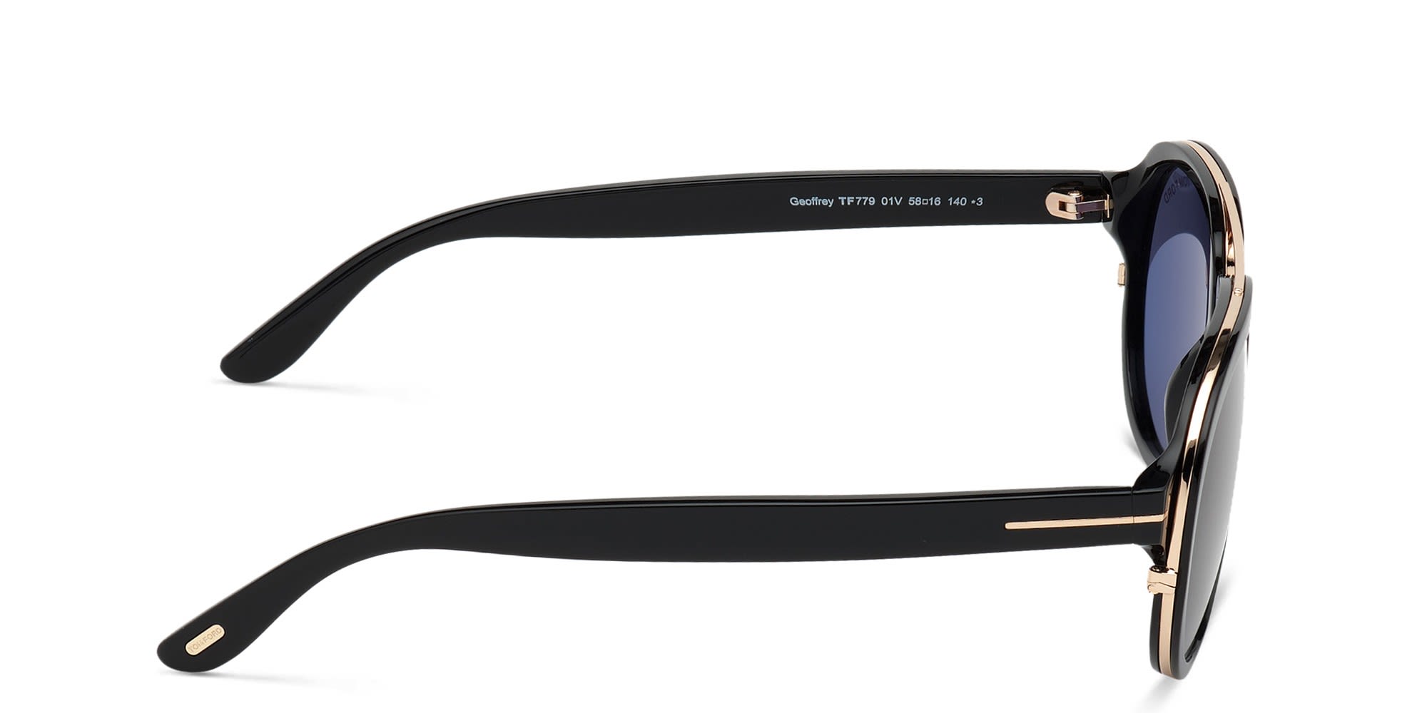 Shop TOM FORD Aviator Sunglasses in Shiny Black online.