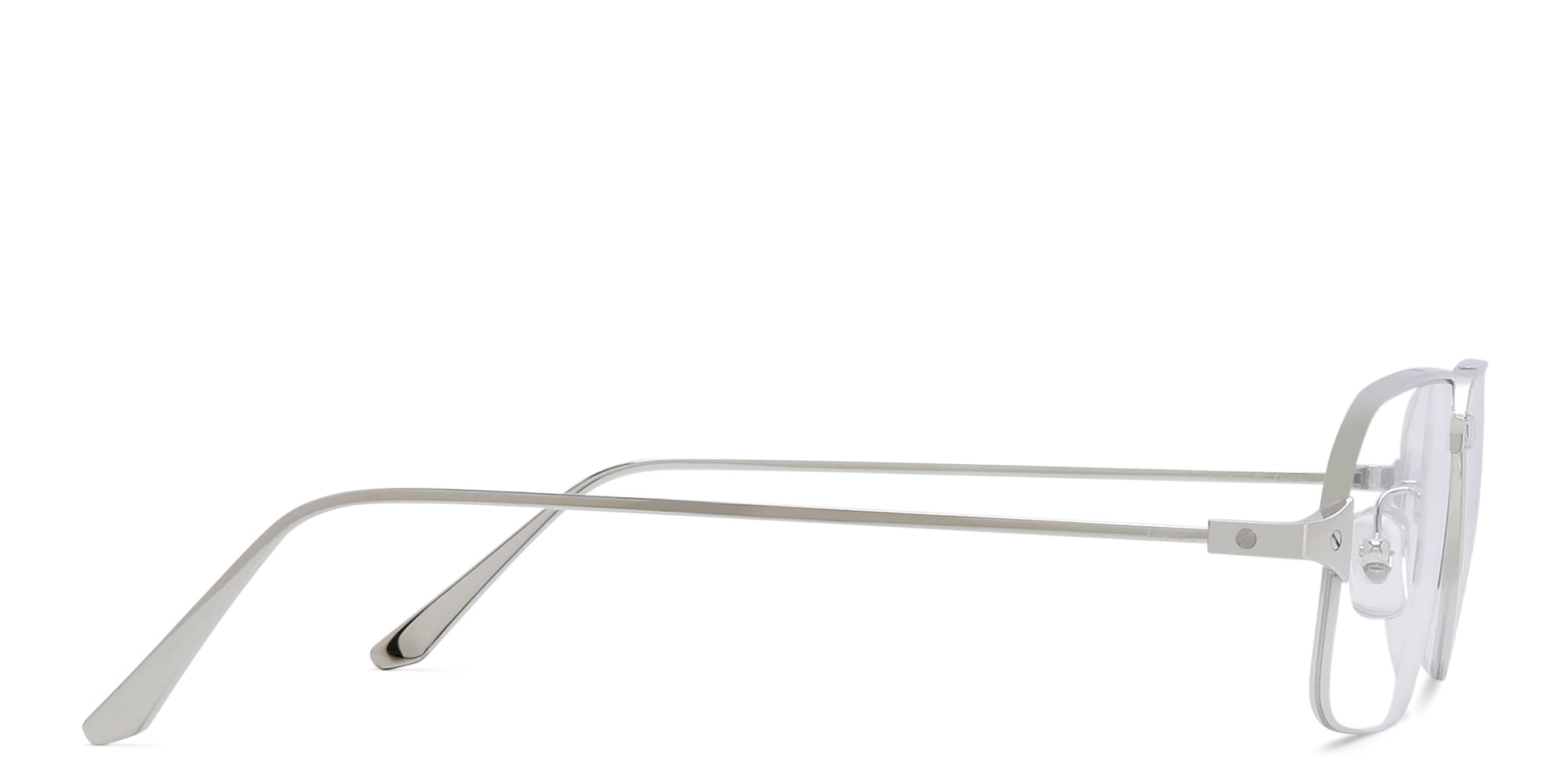 Shop Cartier Half Rim Wide Rectangle Eyeglasses in Silver online.