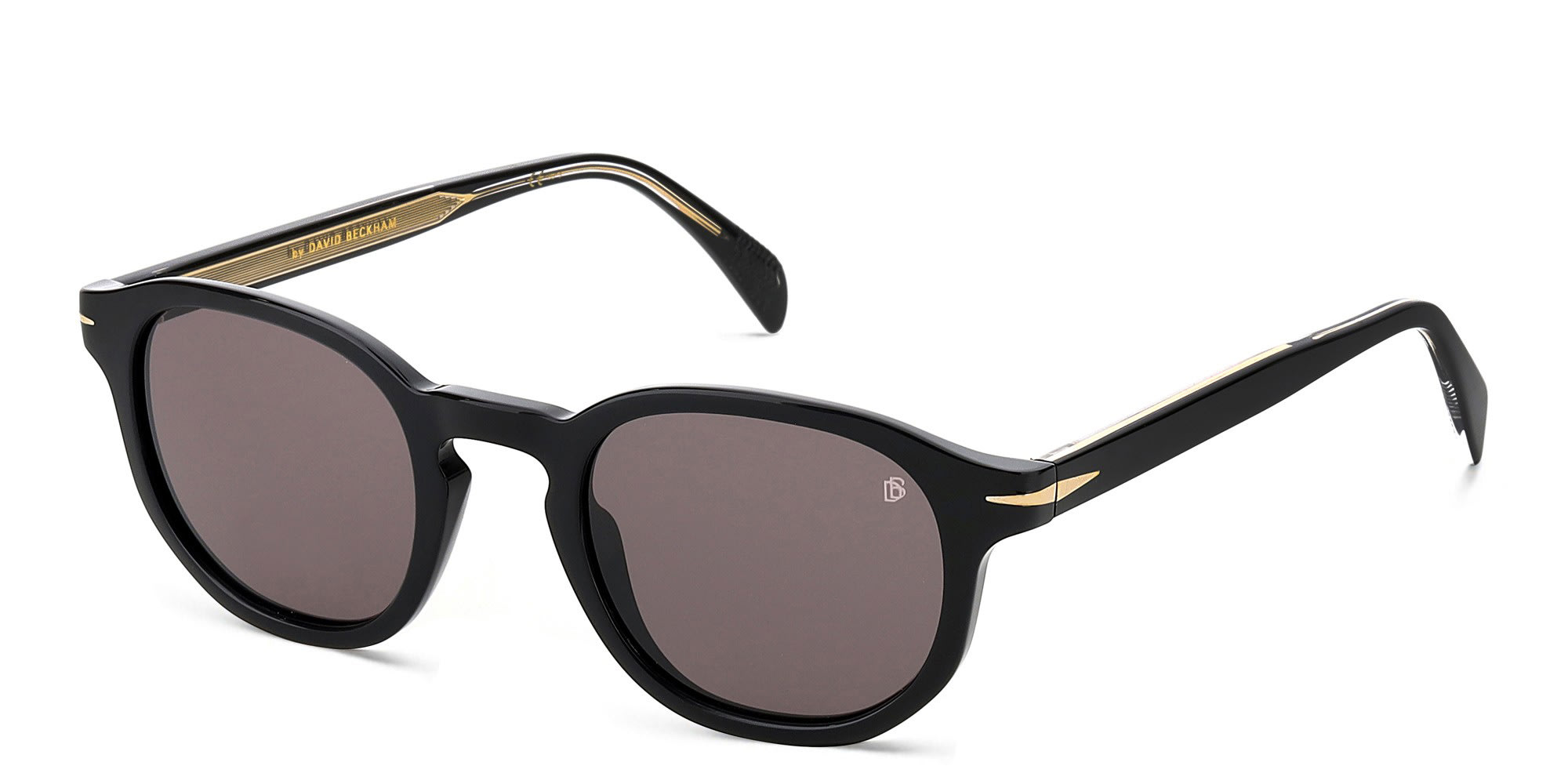 Shop DAVID BECKHAM Round Sunglasses in Black online.