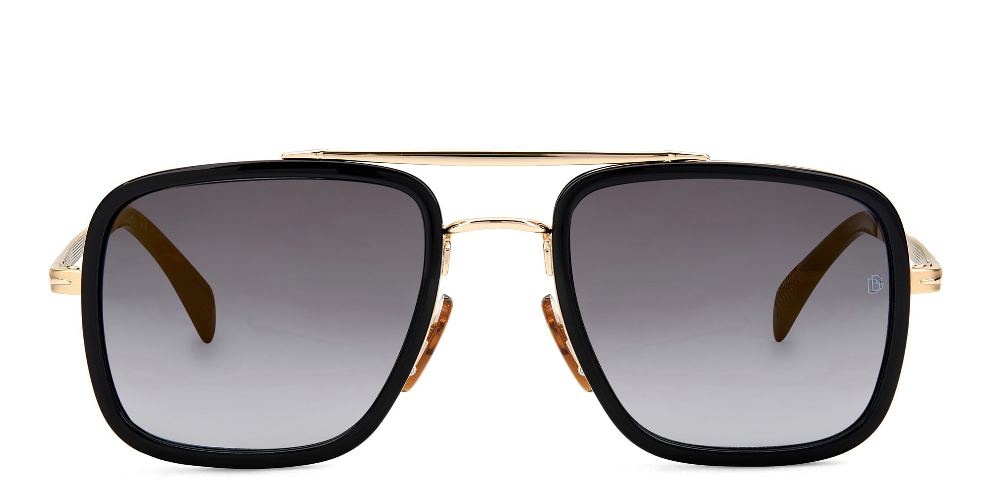 Shop DAVID BECKHAM Square Sunglasses in Gold Black online.