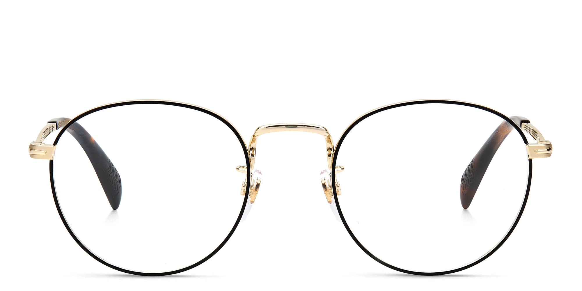 Shop DAVID BECKHAM Talisman Panthos Eyeglasses in Gold online.