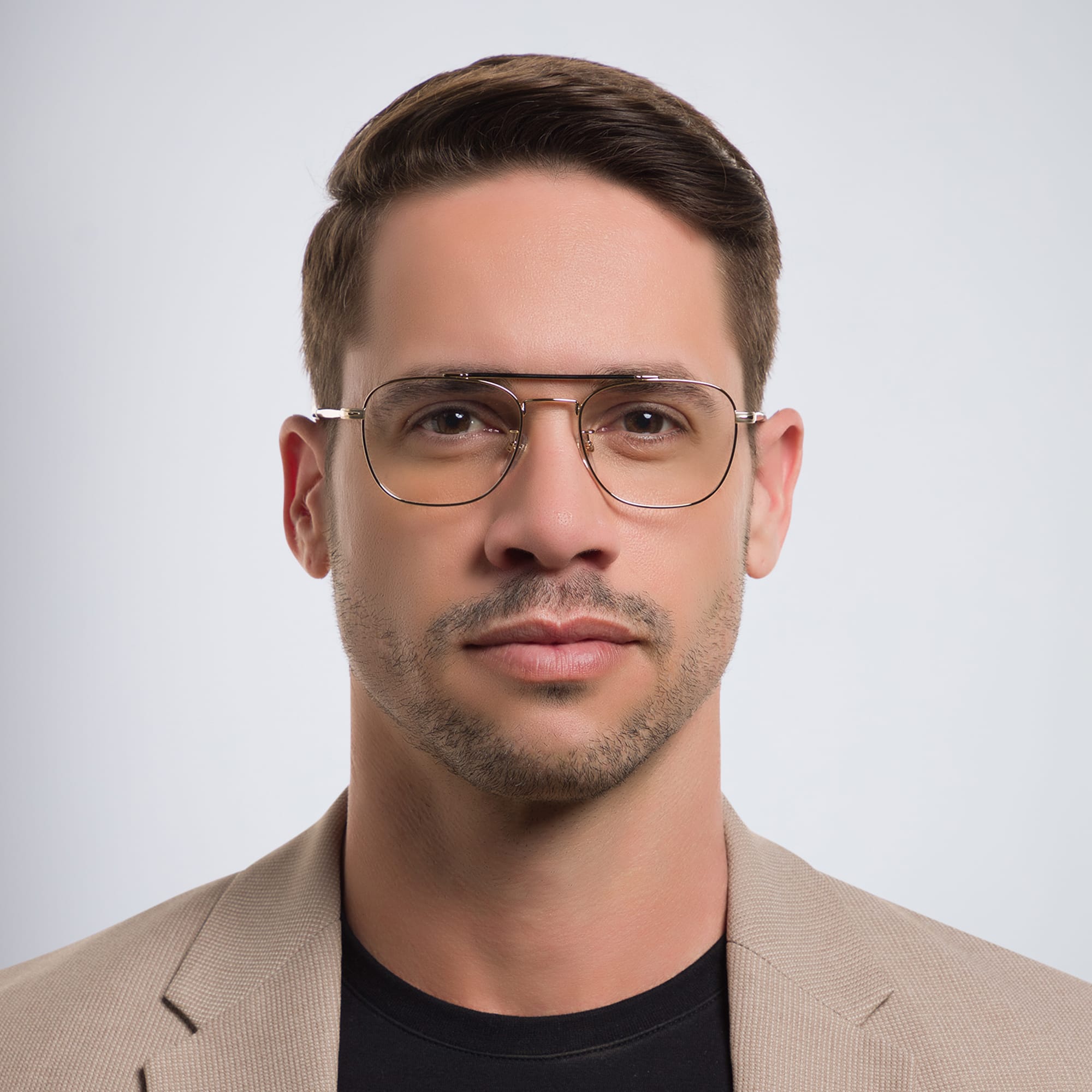 Shop DAVID BECKHAM Square Eyeglasses in Gold online.