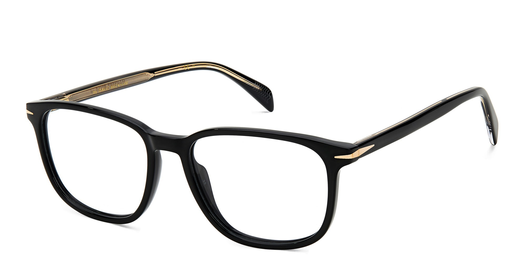 Shop DAVID BECKHAM Square Eyeglasses in Black online.