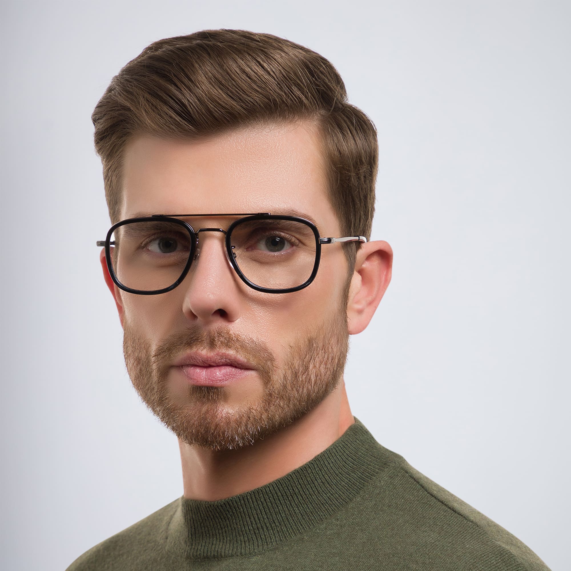Shop DAVID BECKHAM Square Eyeglasses in Dark Ruthenium Black online.