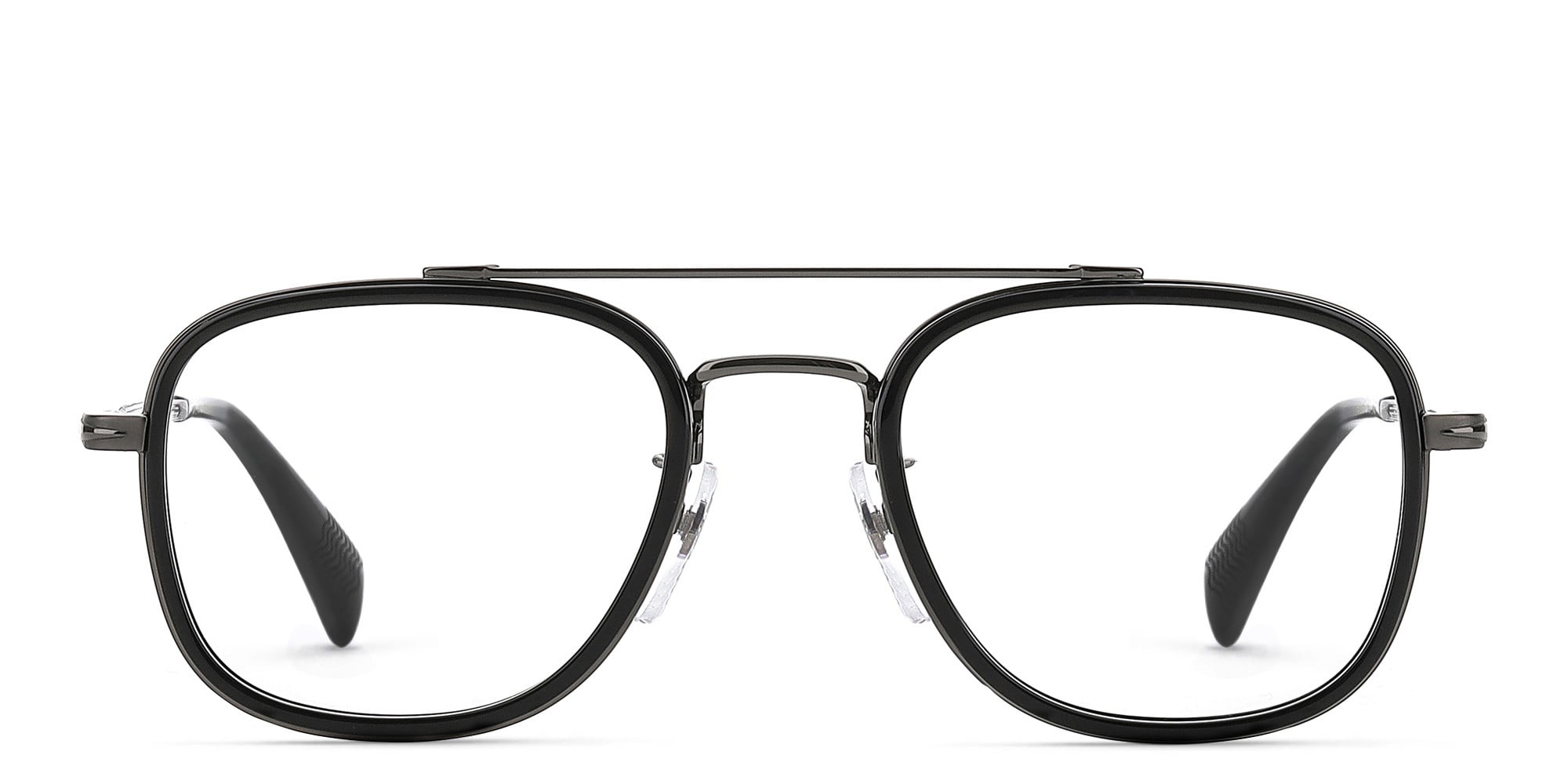 Shop DAVID BECKHAM Square Eyeglasses in Dark Ruthenium Black online.