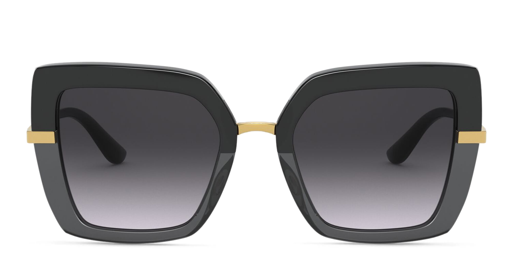 Shop Dolce & Gabbana Square Sunglasses in Black On Transparent Black online.