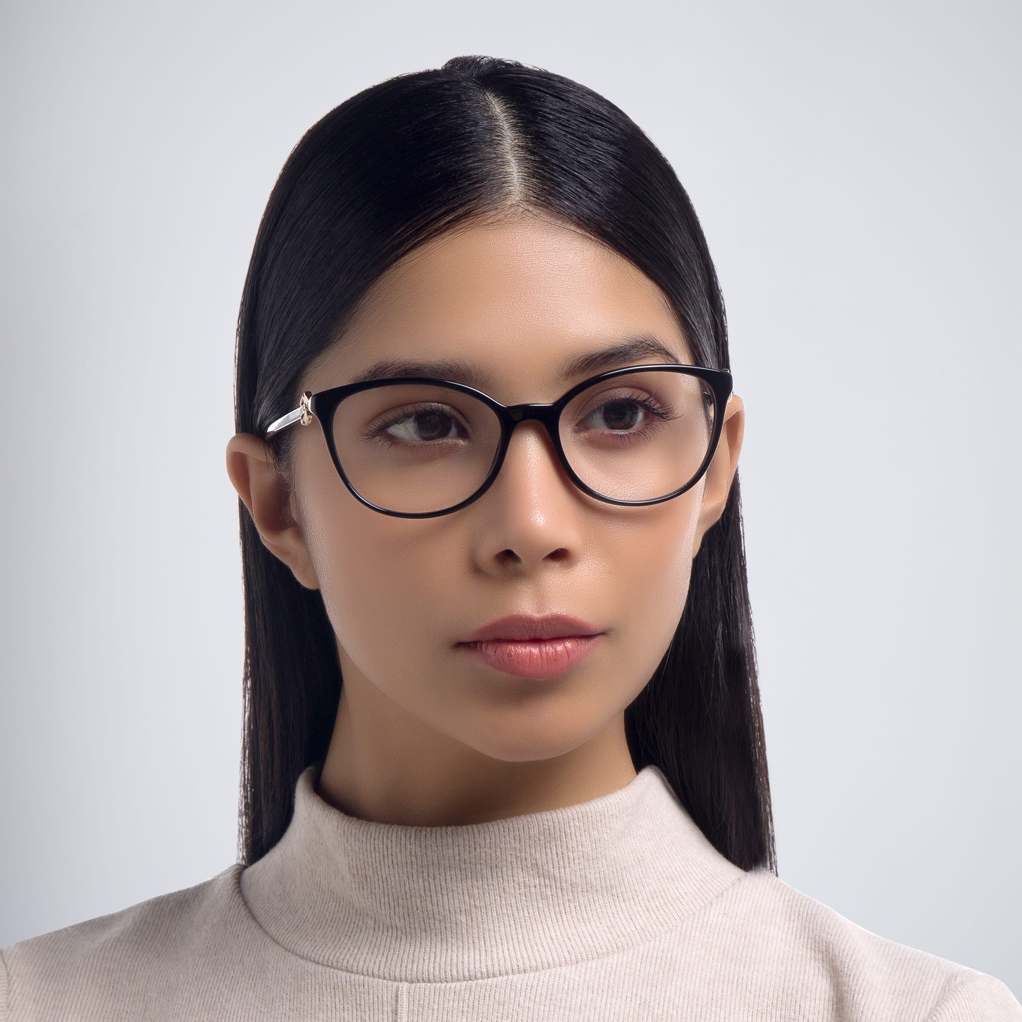 Shop BVLGARI Round Eyeglasses in Black online.